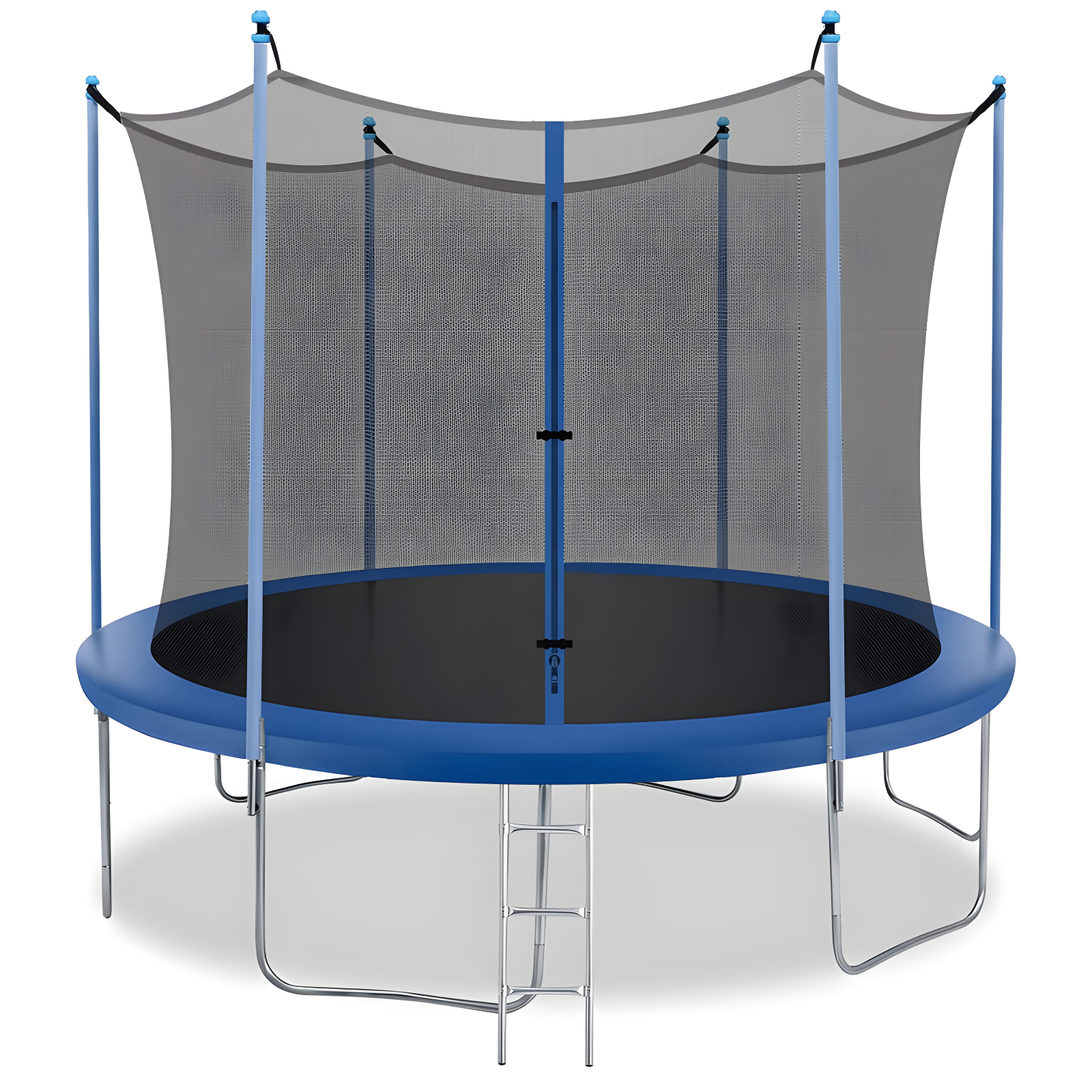 14-Foot Blue Round Trampoline with Safety Enclosure