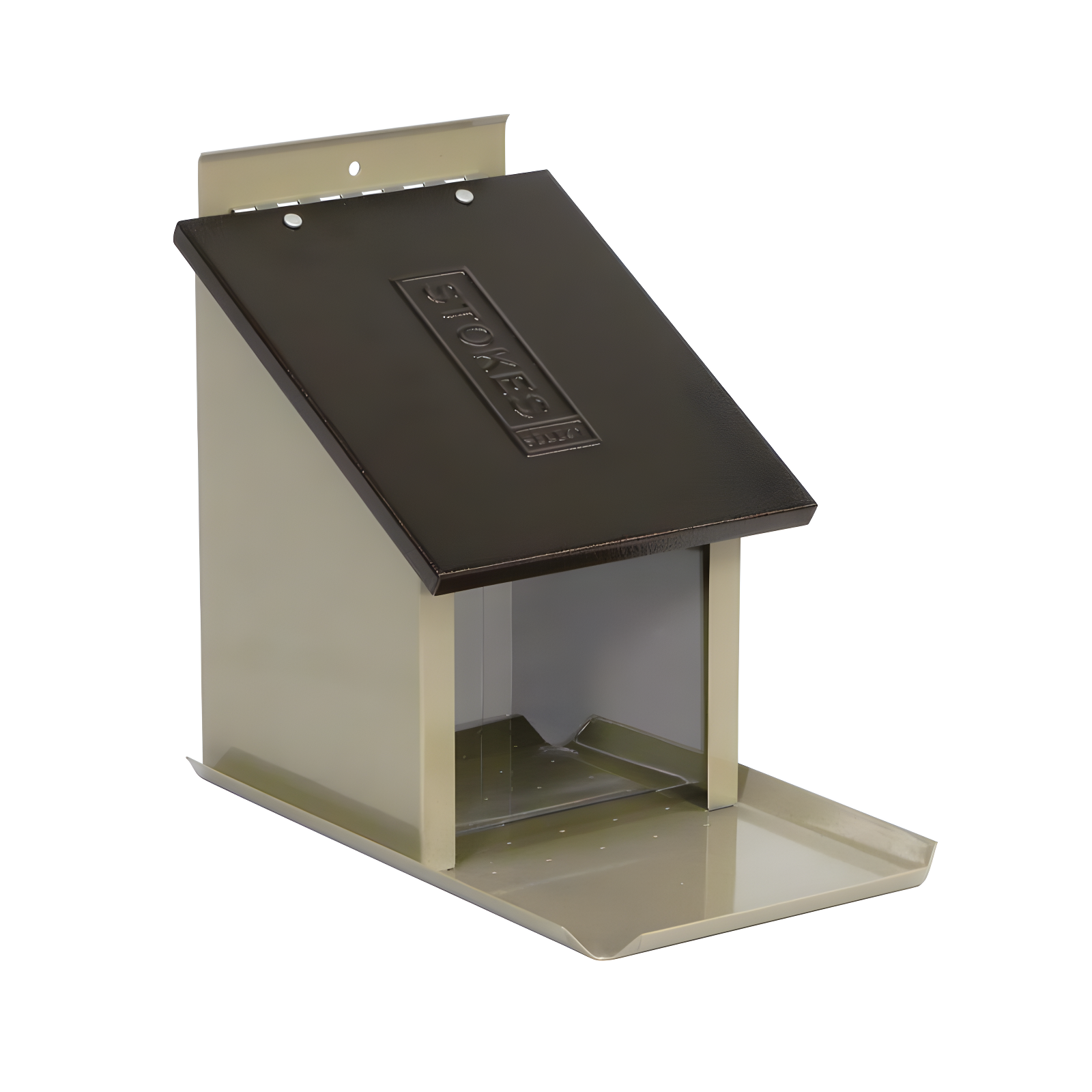 Brown and Beige Metal Squirrel Feeder with Perch