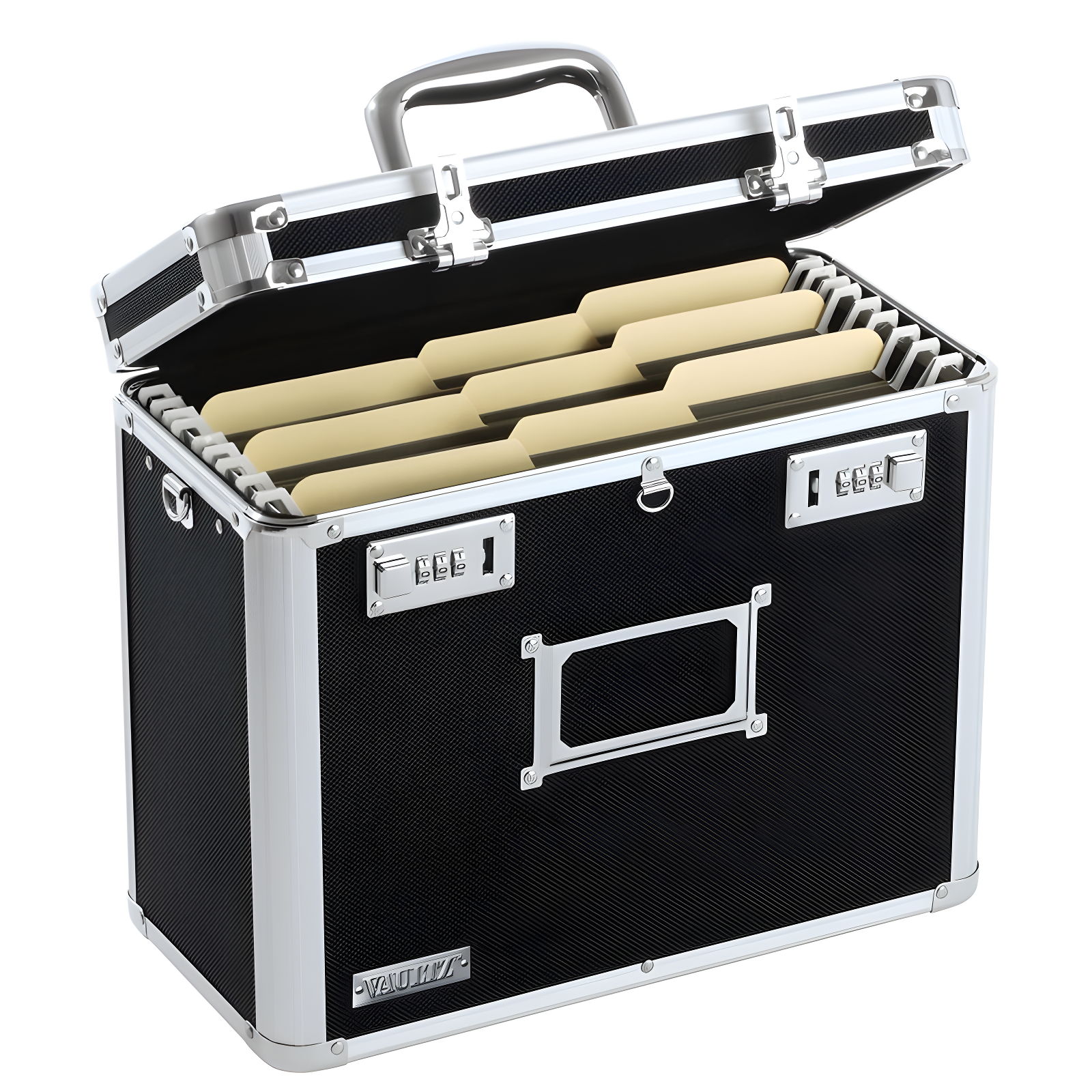 Black Metal Locking Personal File Tote with Dual Combination Locks