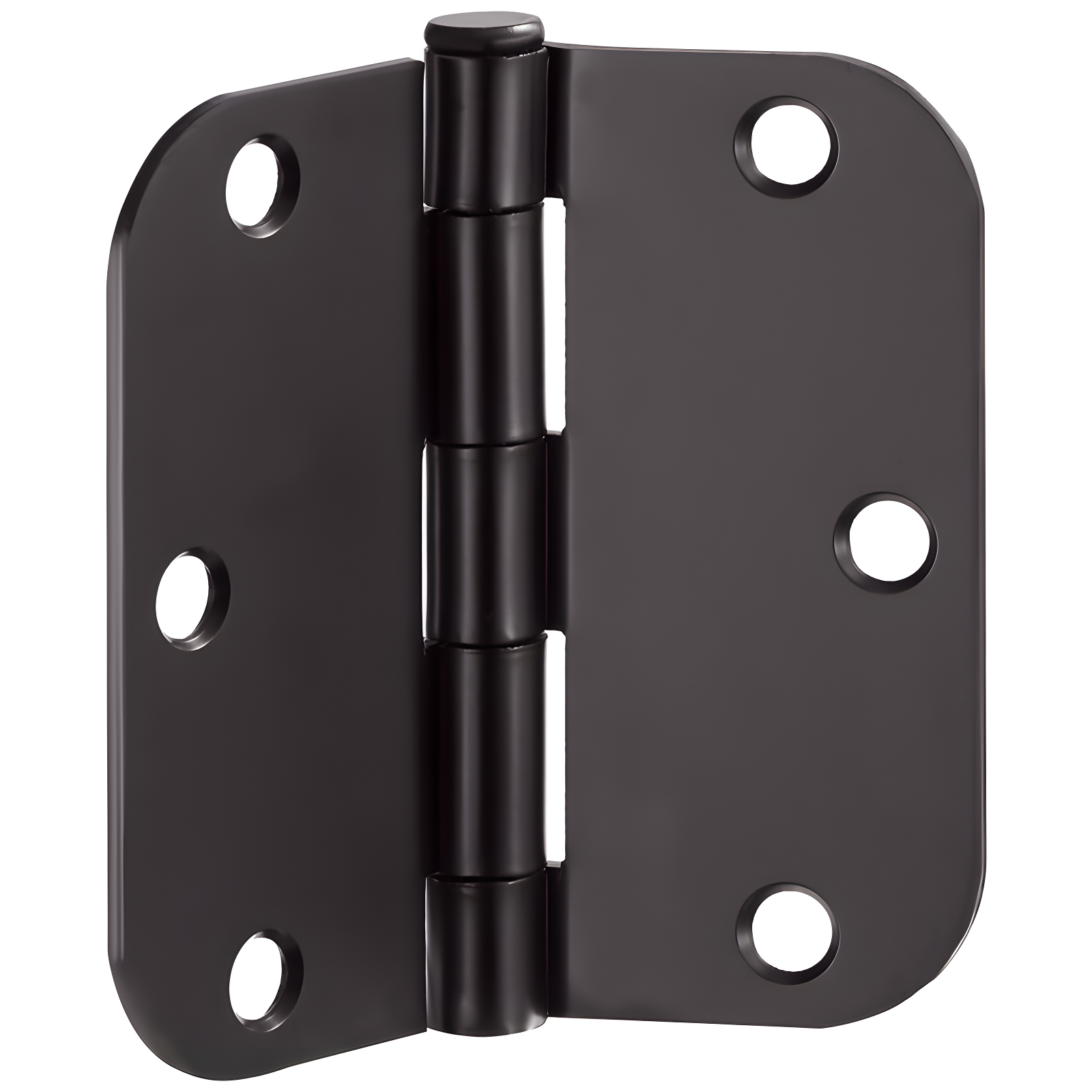 Matte Black 3.5" Iron Door Hinges with Rounded Corners