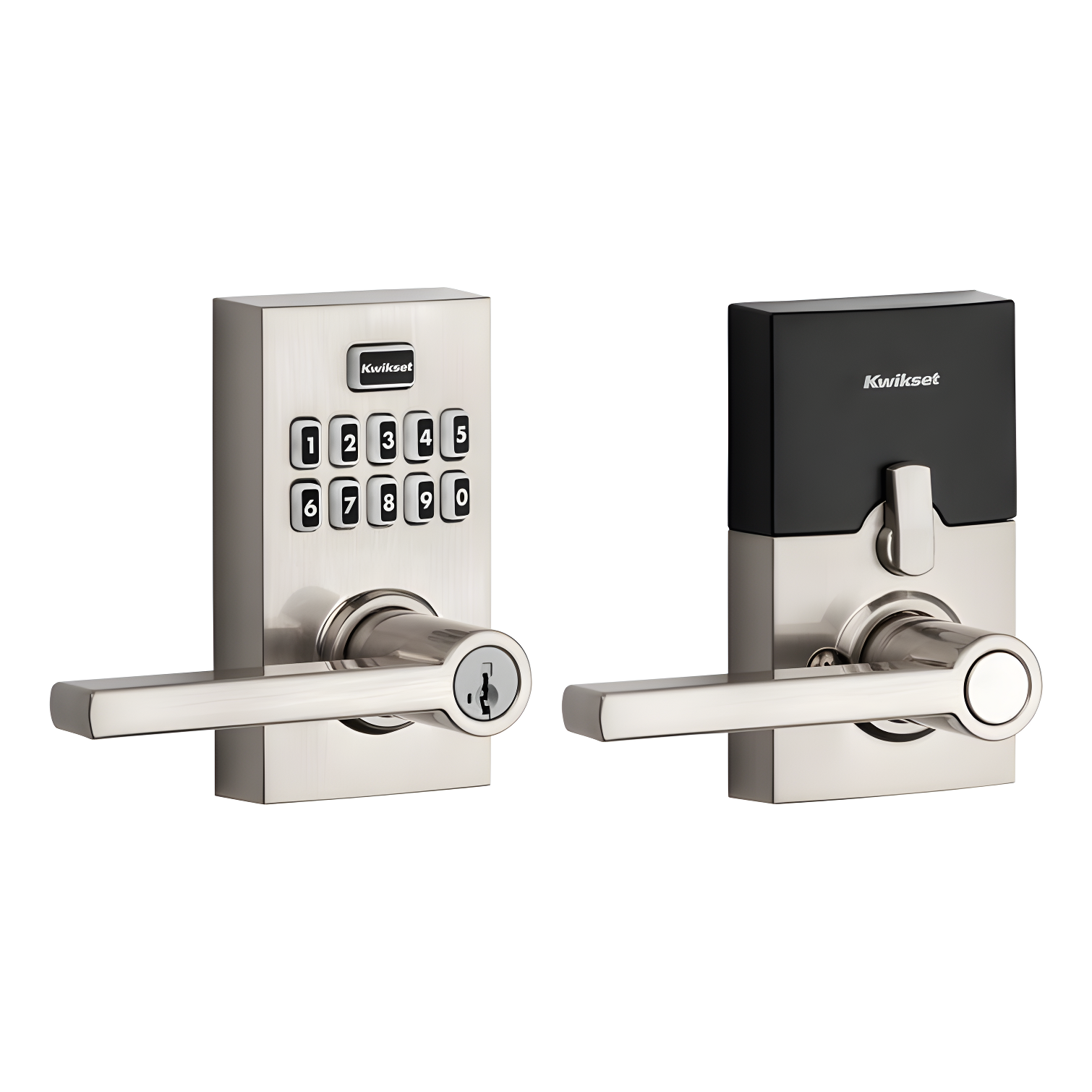 Satin Nickel Keyless Entry Electronic Door Lever with SmartKey