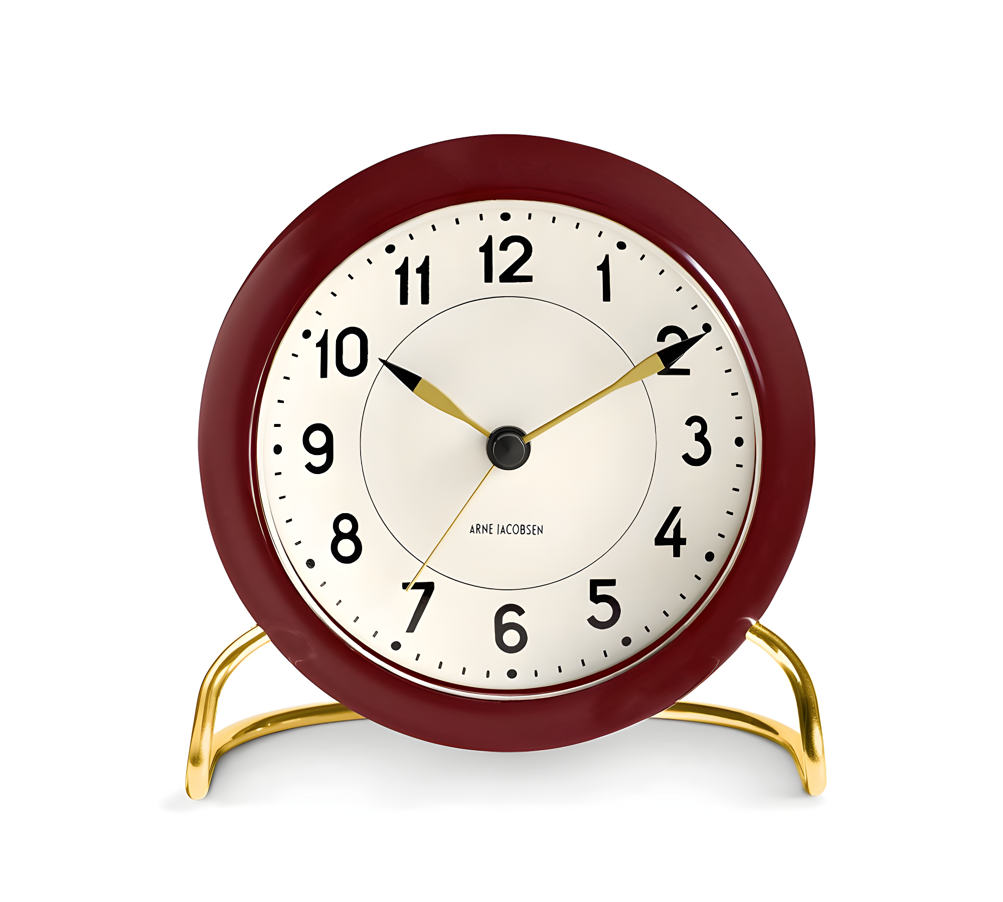 Bordeaux and Gold Aluminum Table Clock with Glass Face