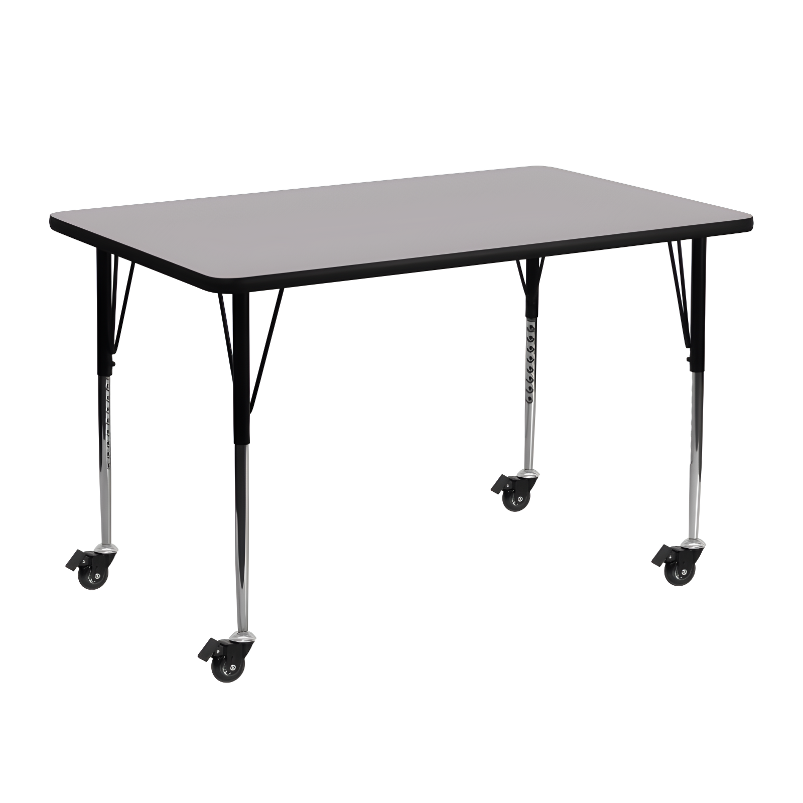 Versatile Gray 48"L Rectangular Laminate Activity Table with Adjustable Legs