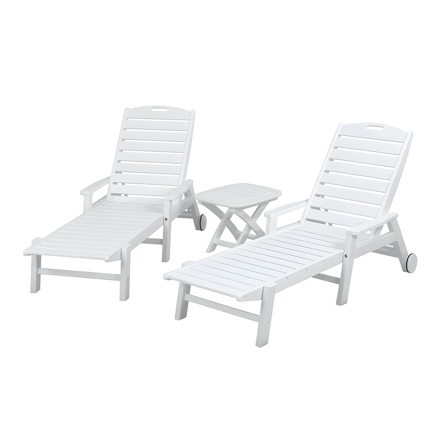 White Polywood 3-Piece Adjustable Chaise Lounge Set