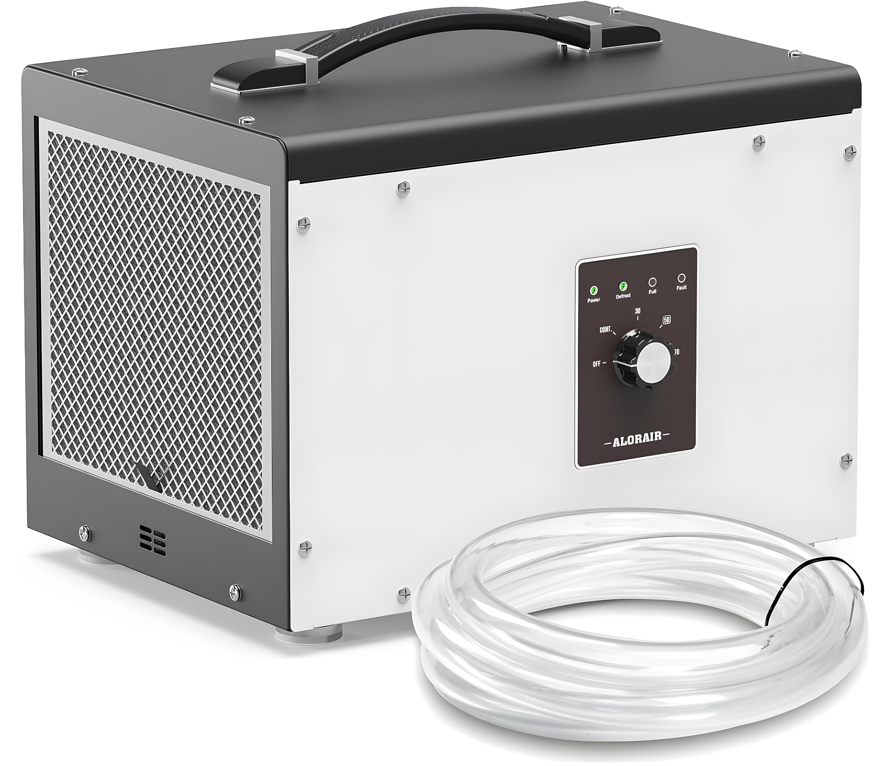 Compact Black and White Portable Commercial Dehumidifier with Hose