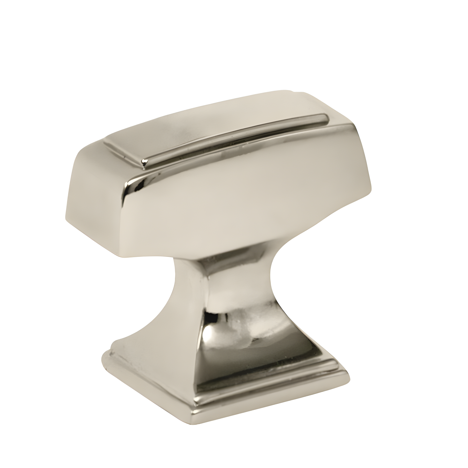 Polished Nickel Rectangular Cabinet Knob 1-1/4 inch