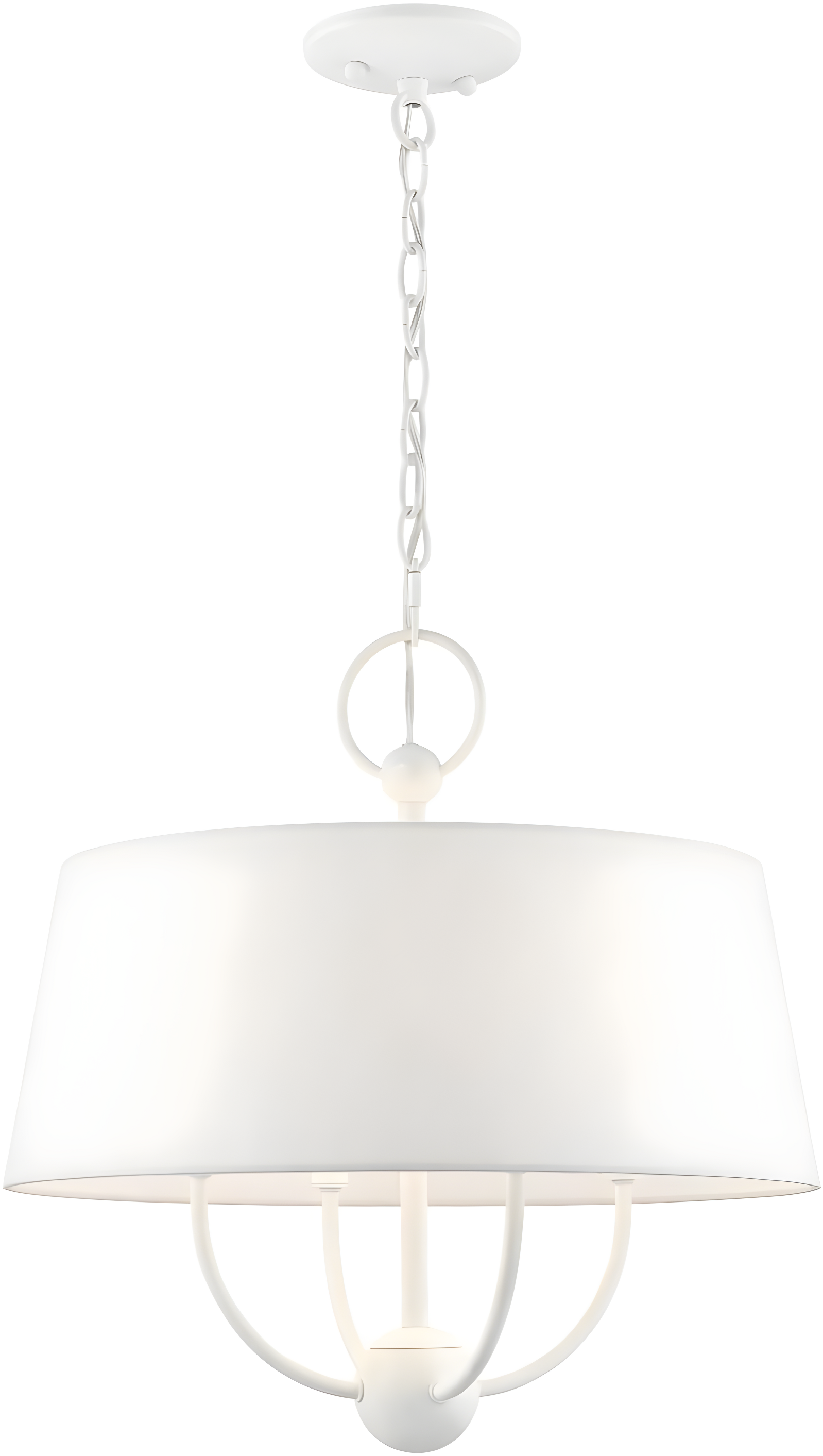 White Glass Drum 4-Light Indoor/Outdoor Chandelier