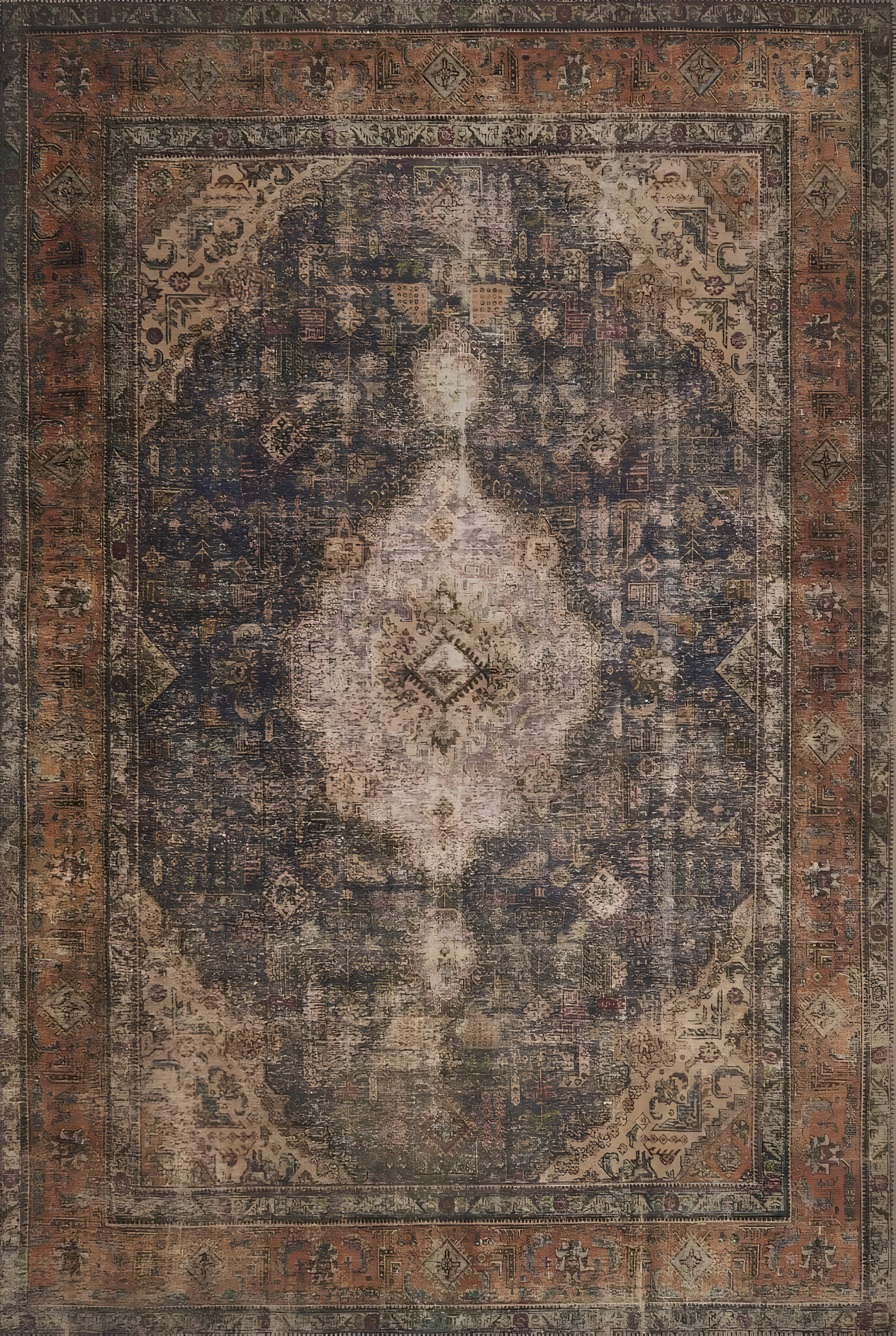 Multicolor Synthetic Hand-Knotted Oriental 5' x 7' Area Rug