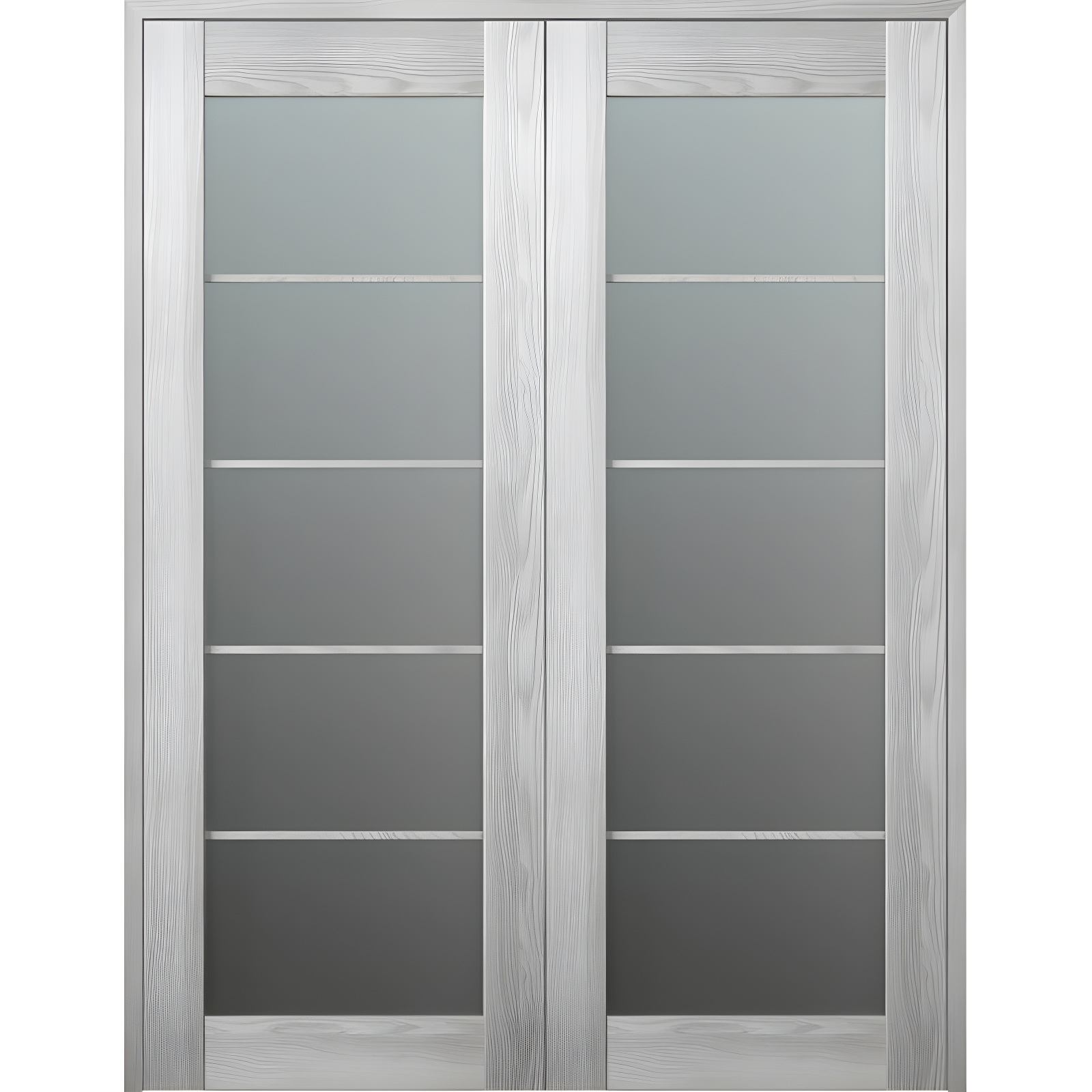 Vona 48"x 80" Light Gray Composite French Door with Frosted Glass