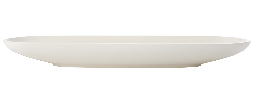 White Ceramic Oval Fruit Bowl, 21.5 x 6.5 inches