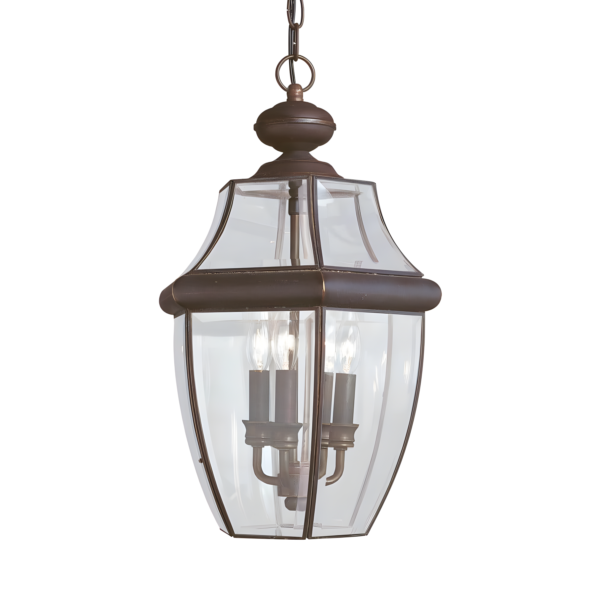 Antique Bronze 3-Light Outdoor Pendant with Clear Glass