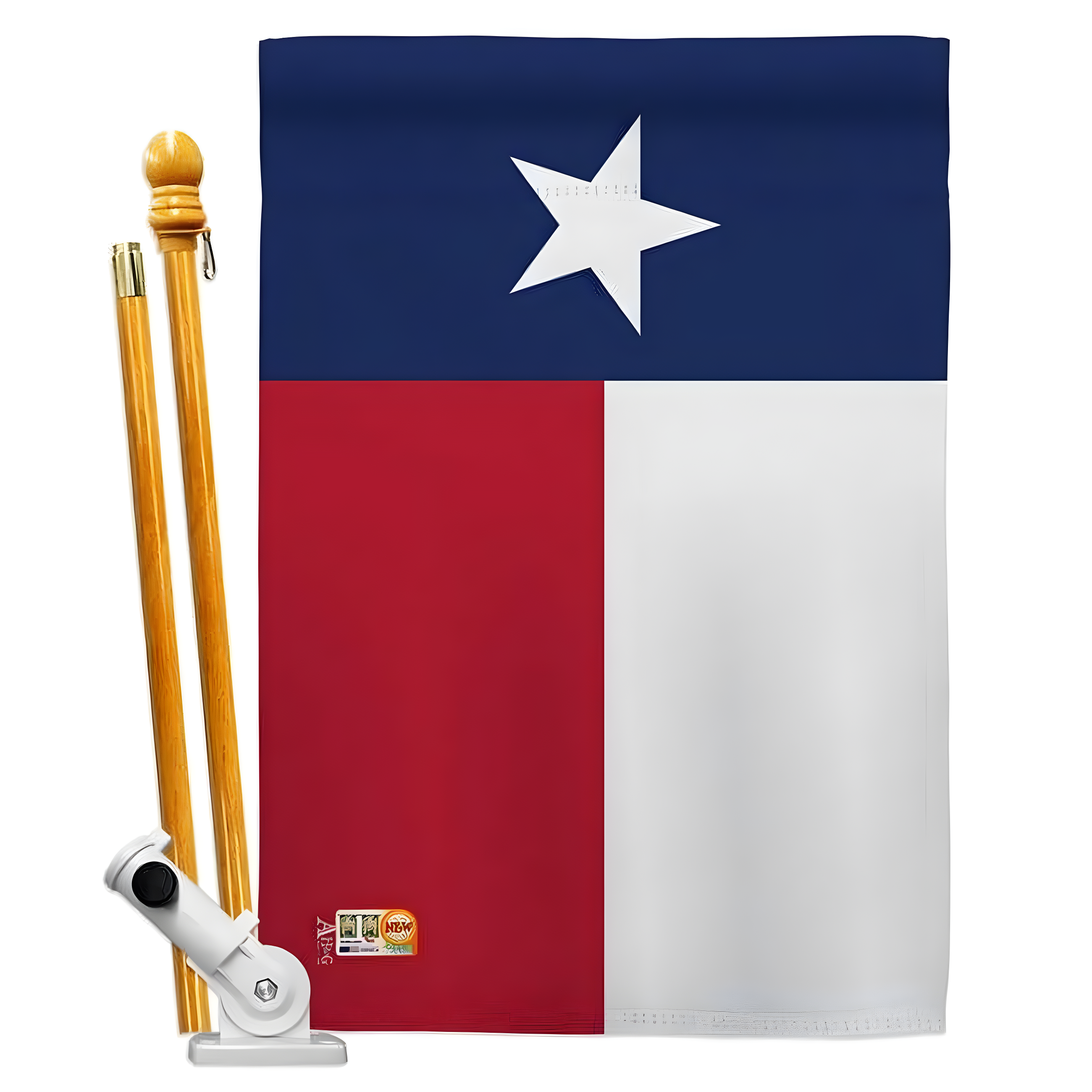 Texas State Patriotic Double-Sided House Flag Set with Pole