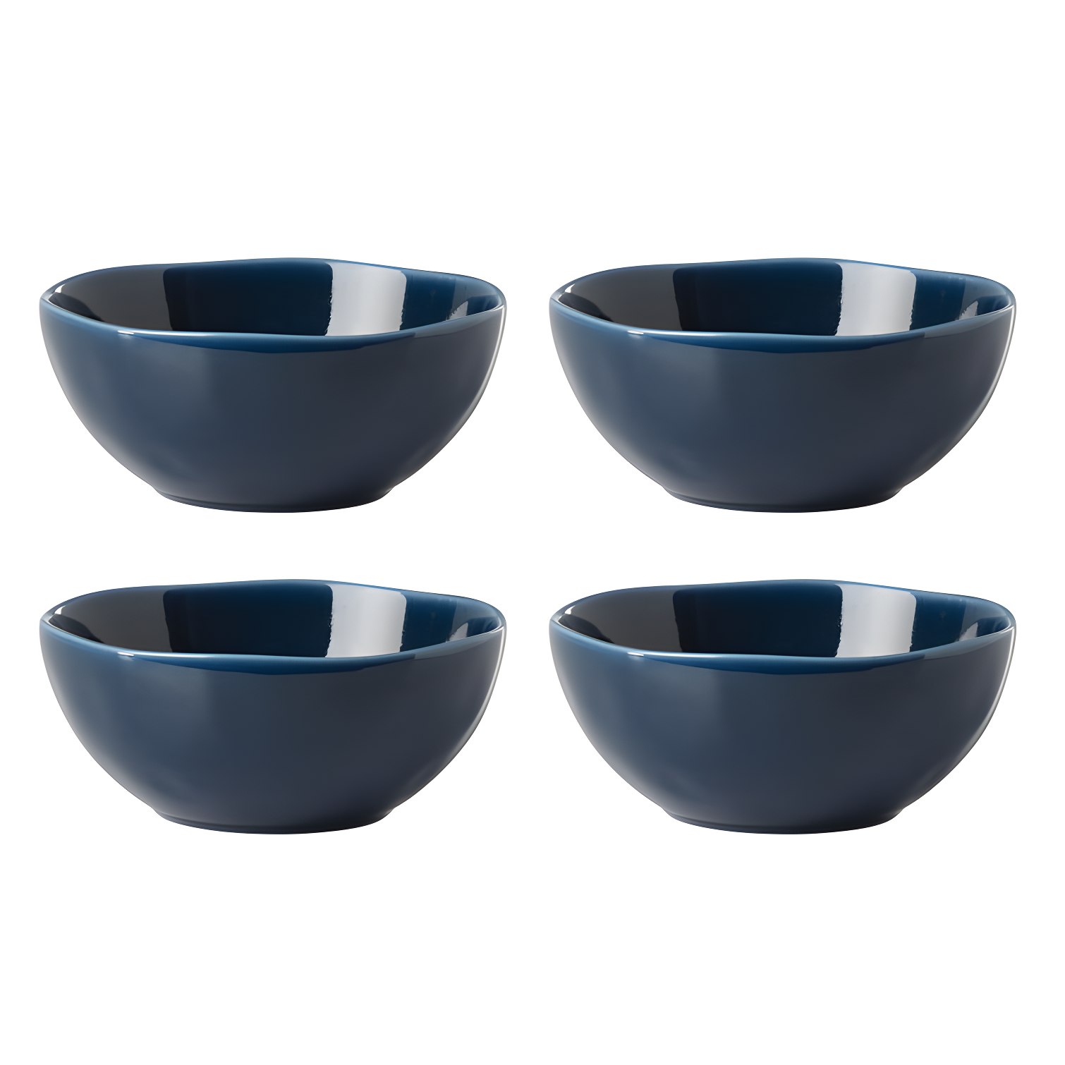 Navy Ceramic Round All-Purpose Bowls, Set of 4