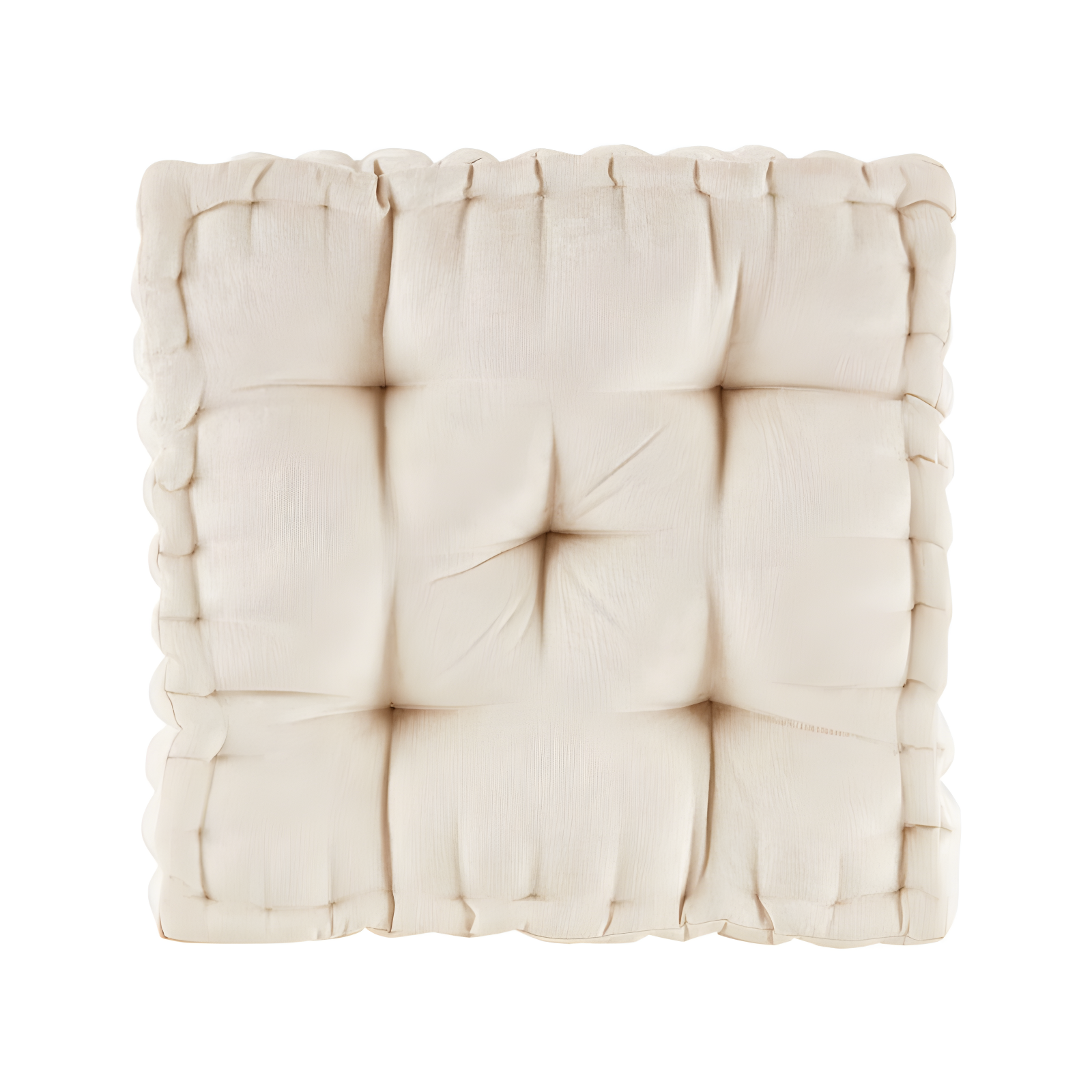 Ivory Chenille Tufted Square Floor Cushion