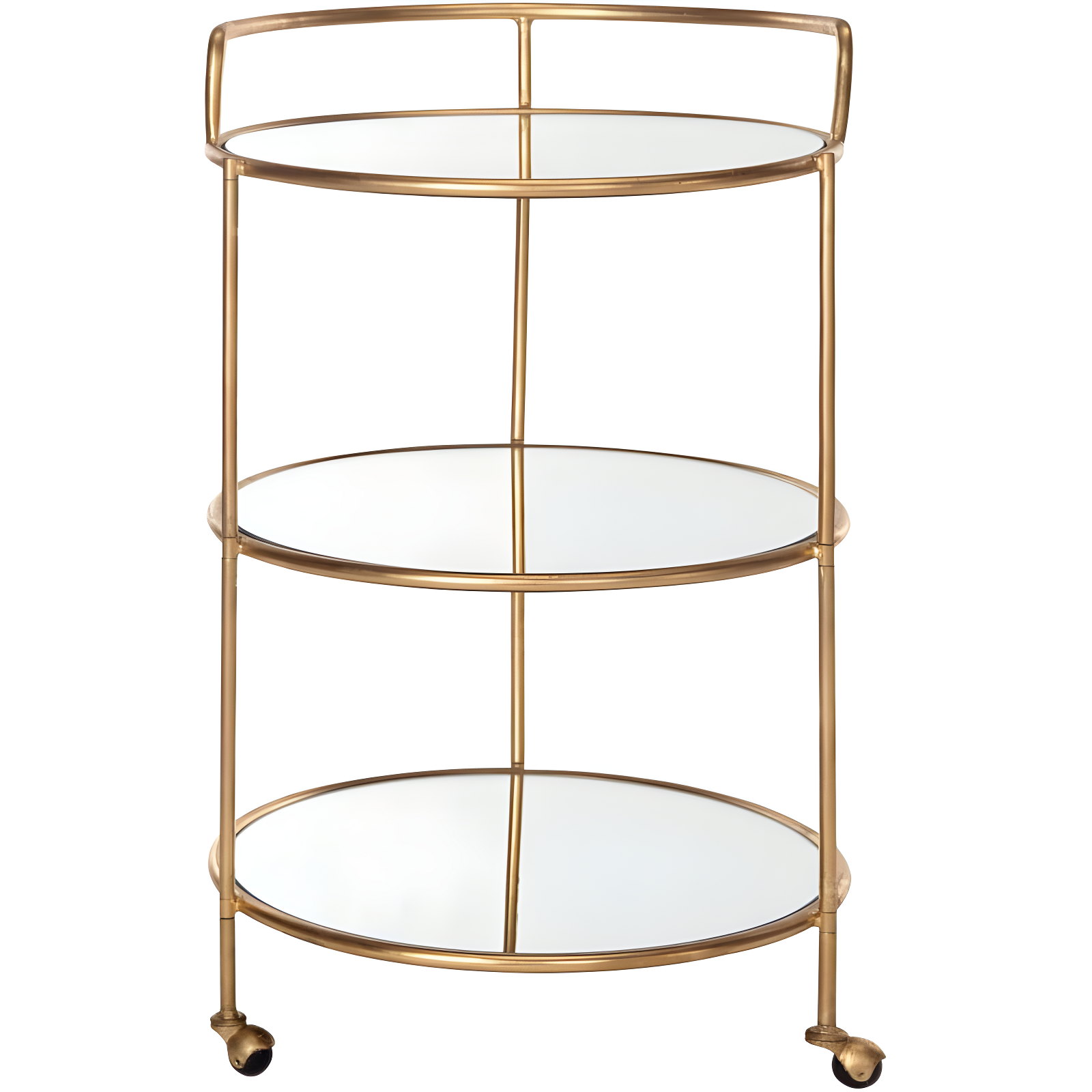 Dulcinea Lustrous Gold Mirrored Bar Cart with Casters