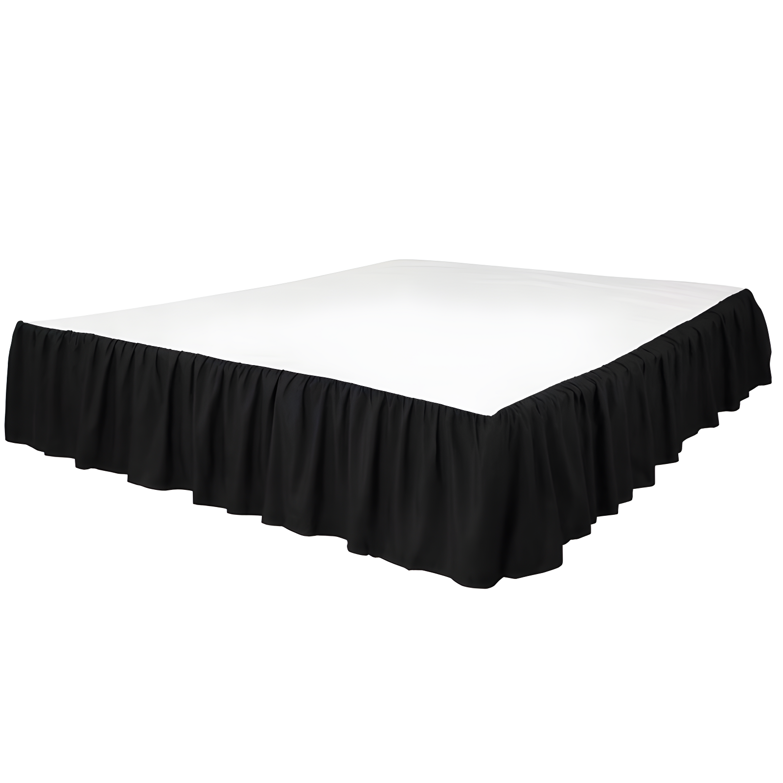 Black Full Polyester Ruffled Bed Skirt with 15-inch Drop