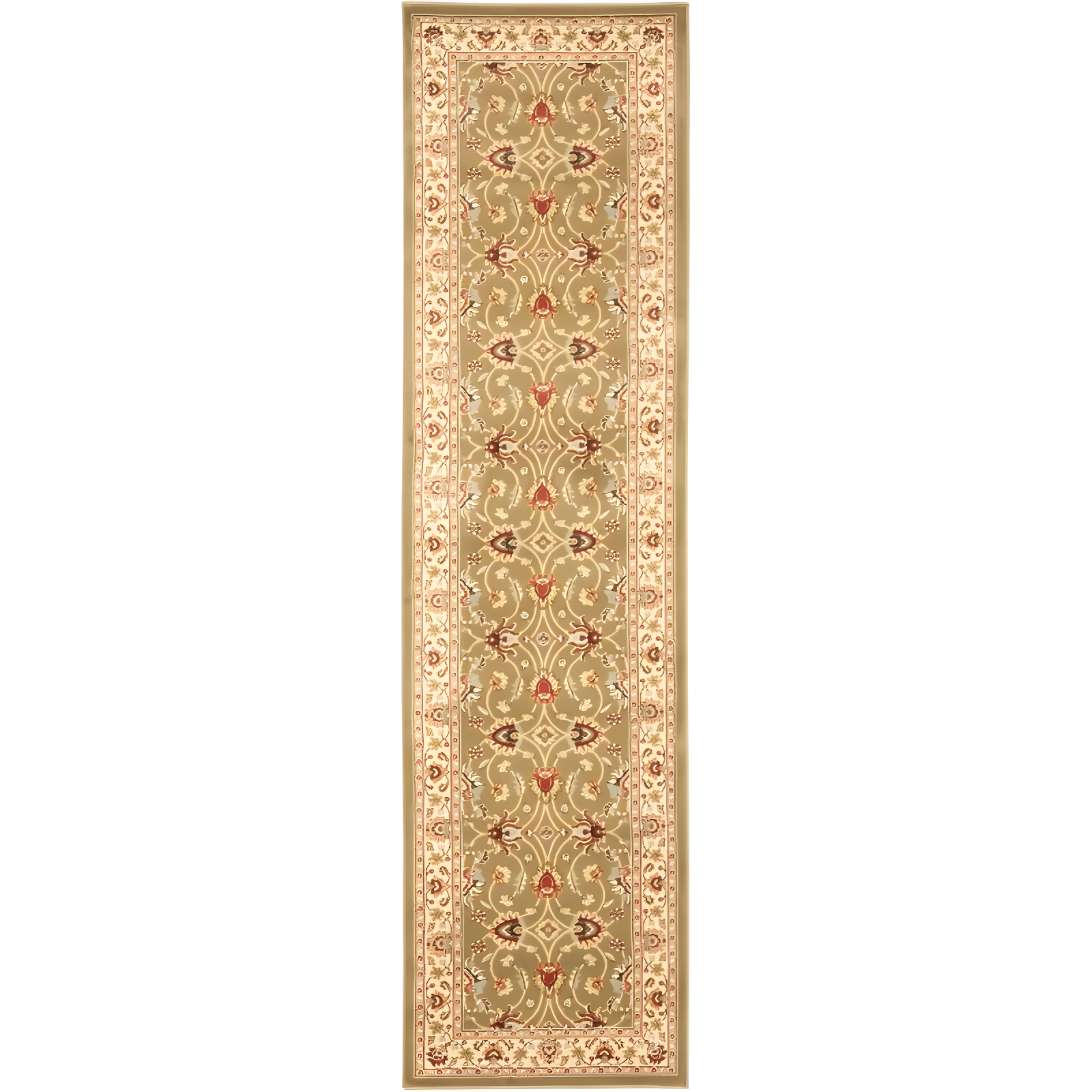 Ivory and Green Safavid Style Hand-knotted Area Rug