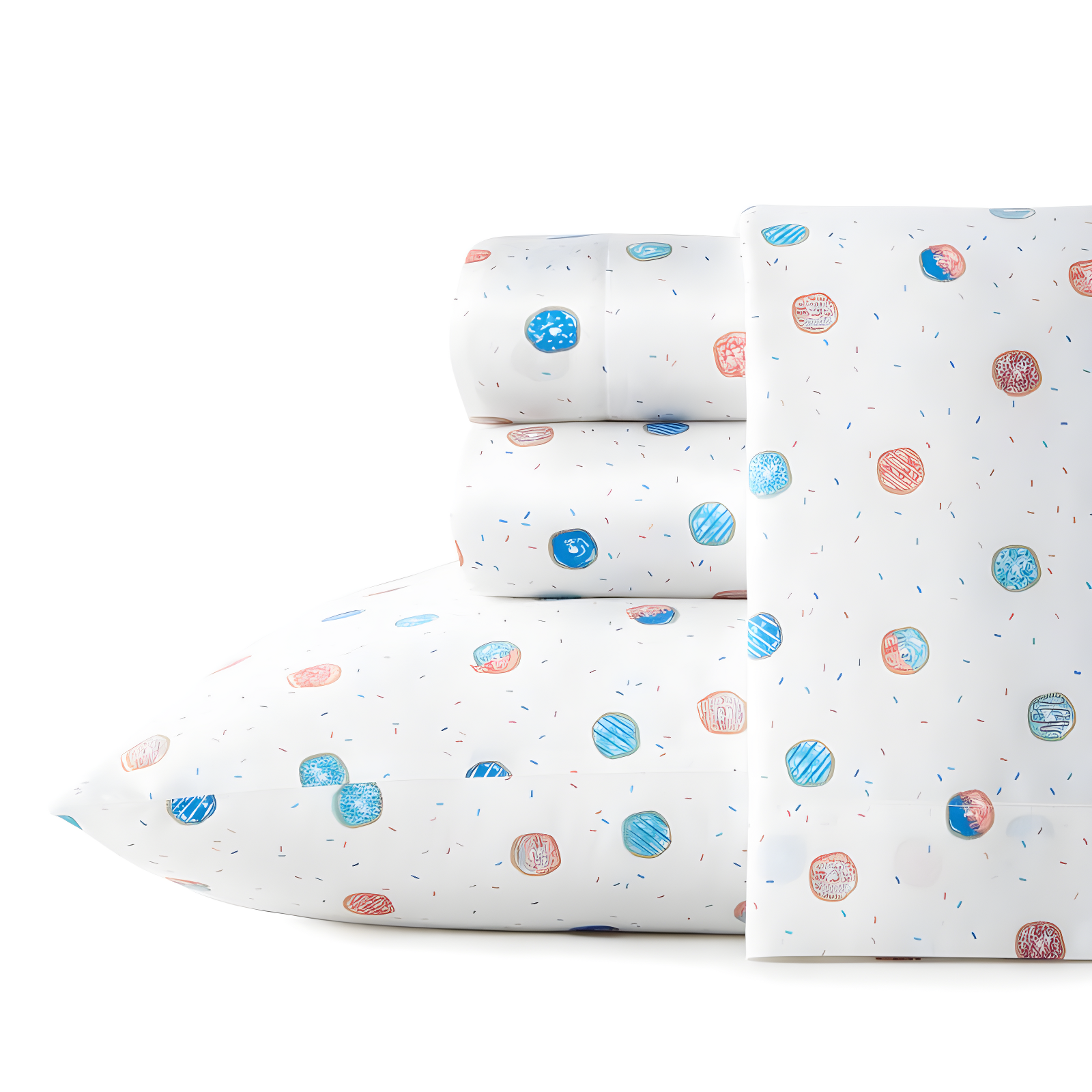 Full Blue Donut Print Cotton Percale Sheet Set