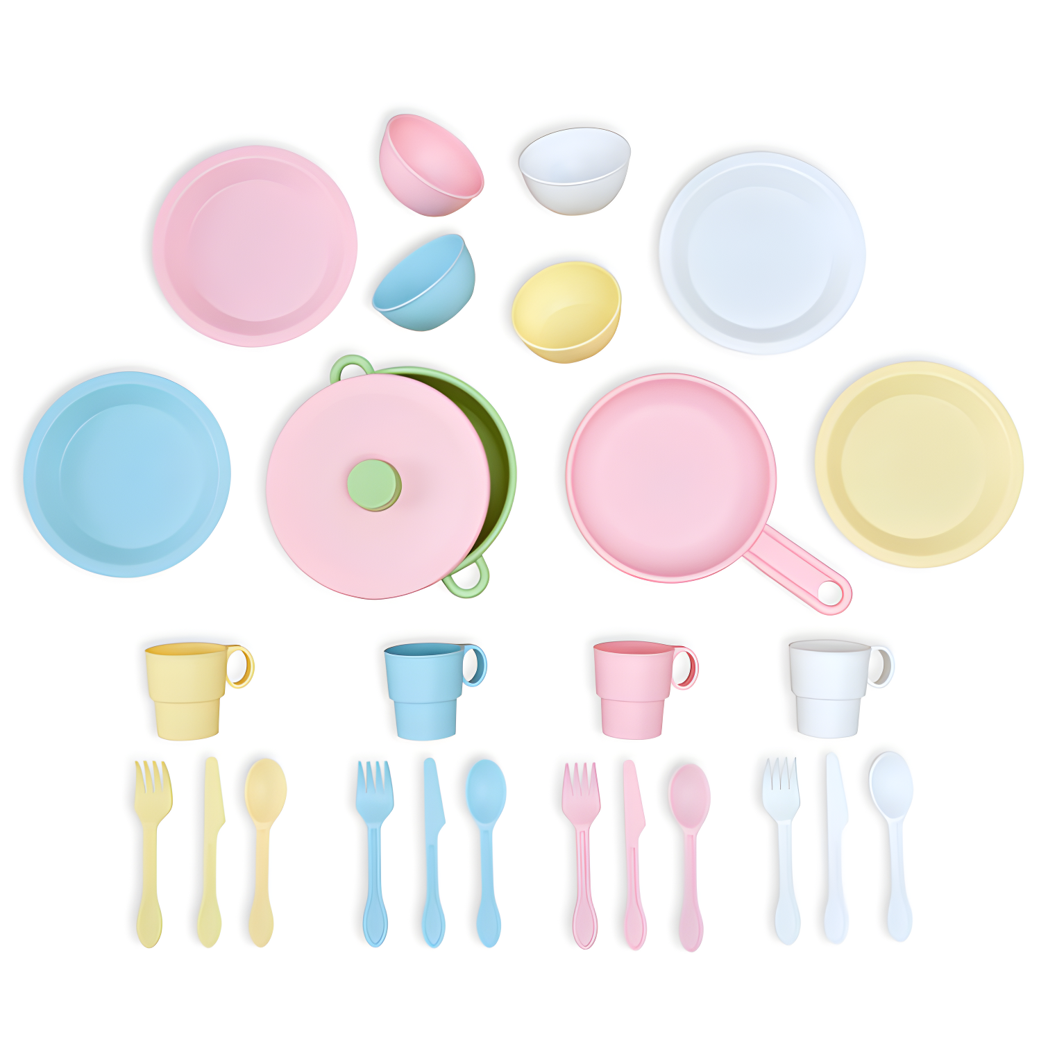 Pastel Plastic 27-Piece Play Kitchen Cookware Set