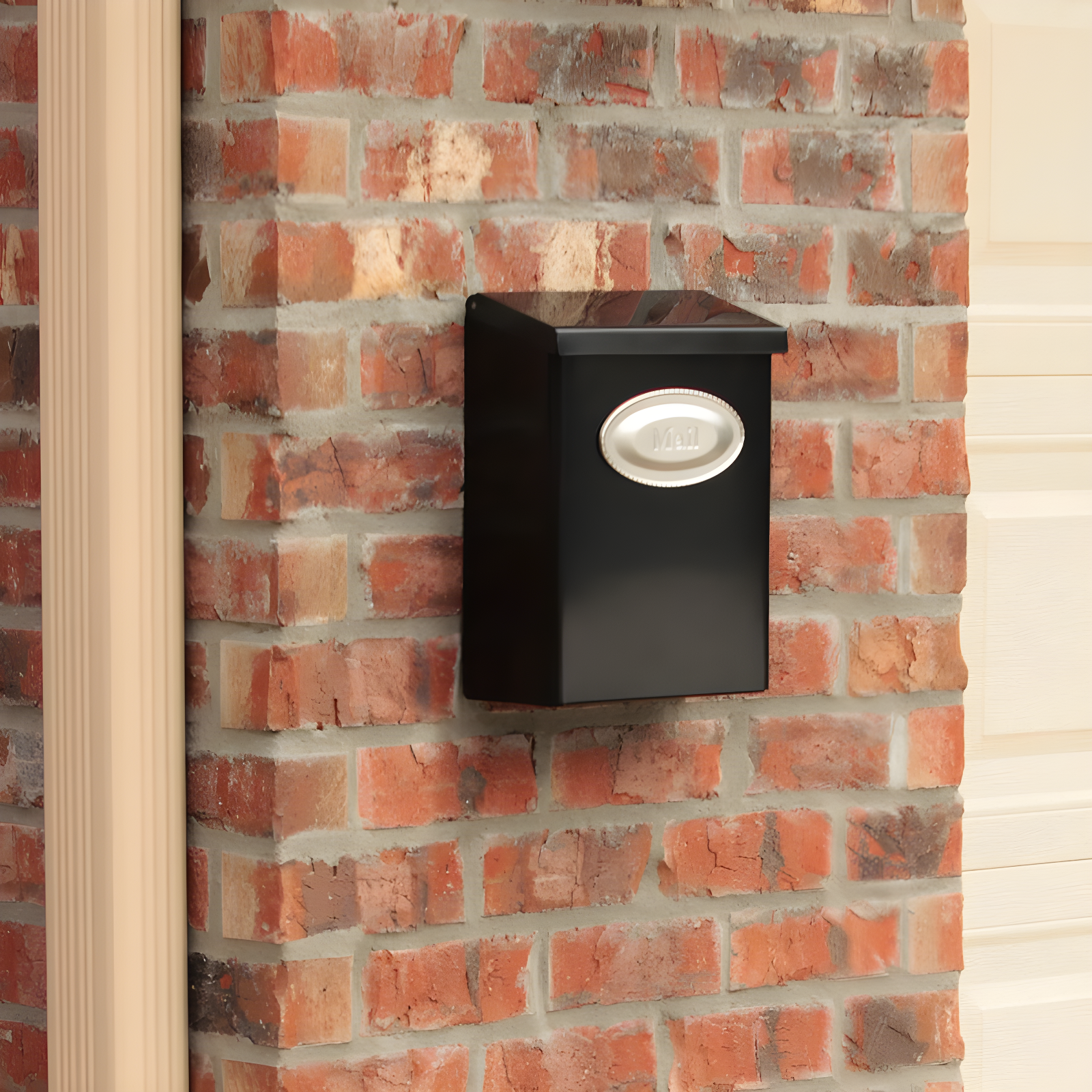 Medium Black Powder Coated Steel Lockable Wall Mount Mailbox