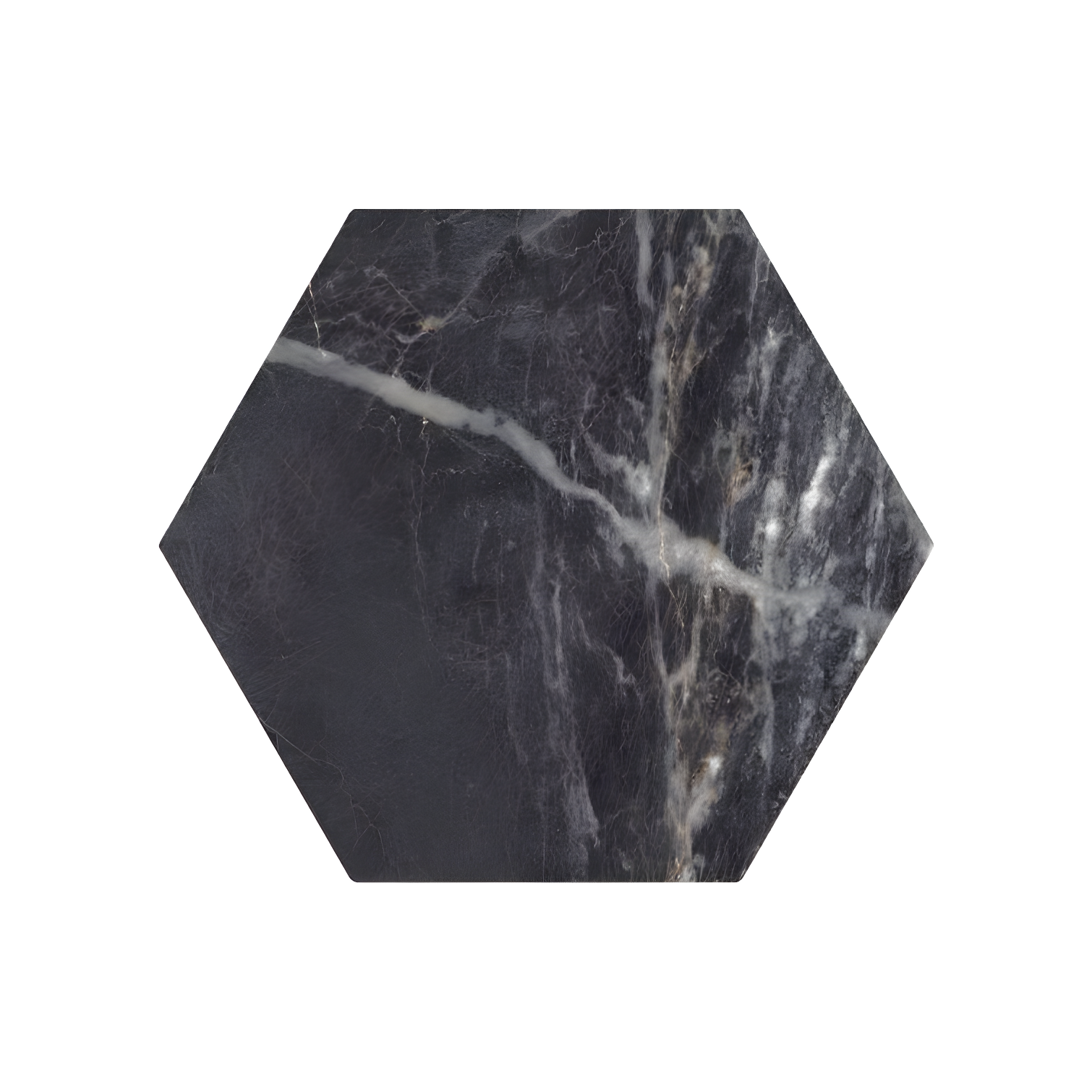 Oscuro Black and Gold Hexagon Porcelain Matte Tile