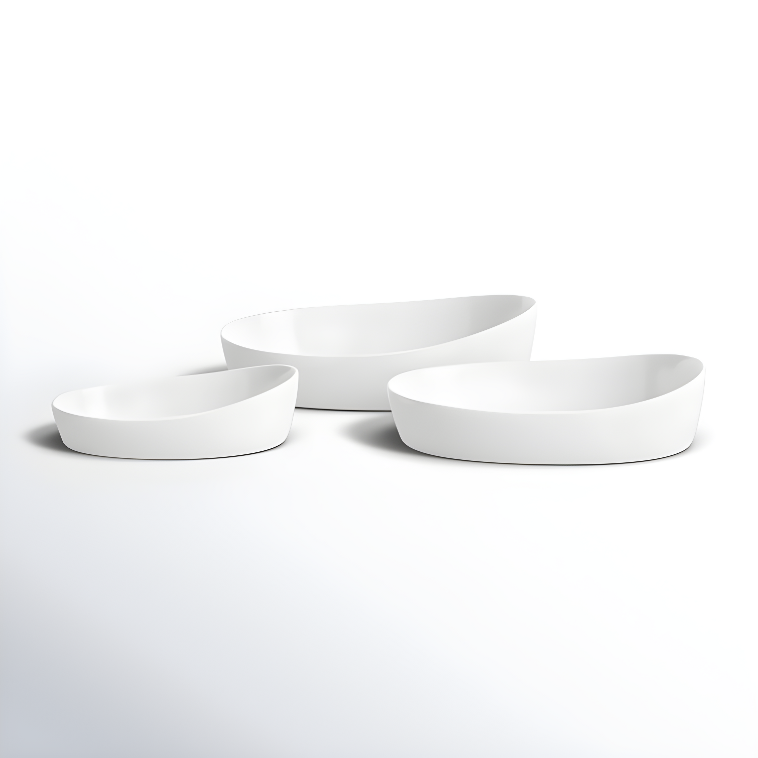 White Ceramic Oval Nesting Serving Bowls Set