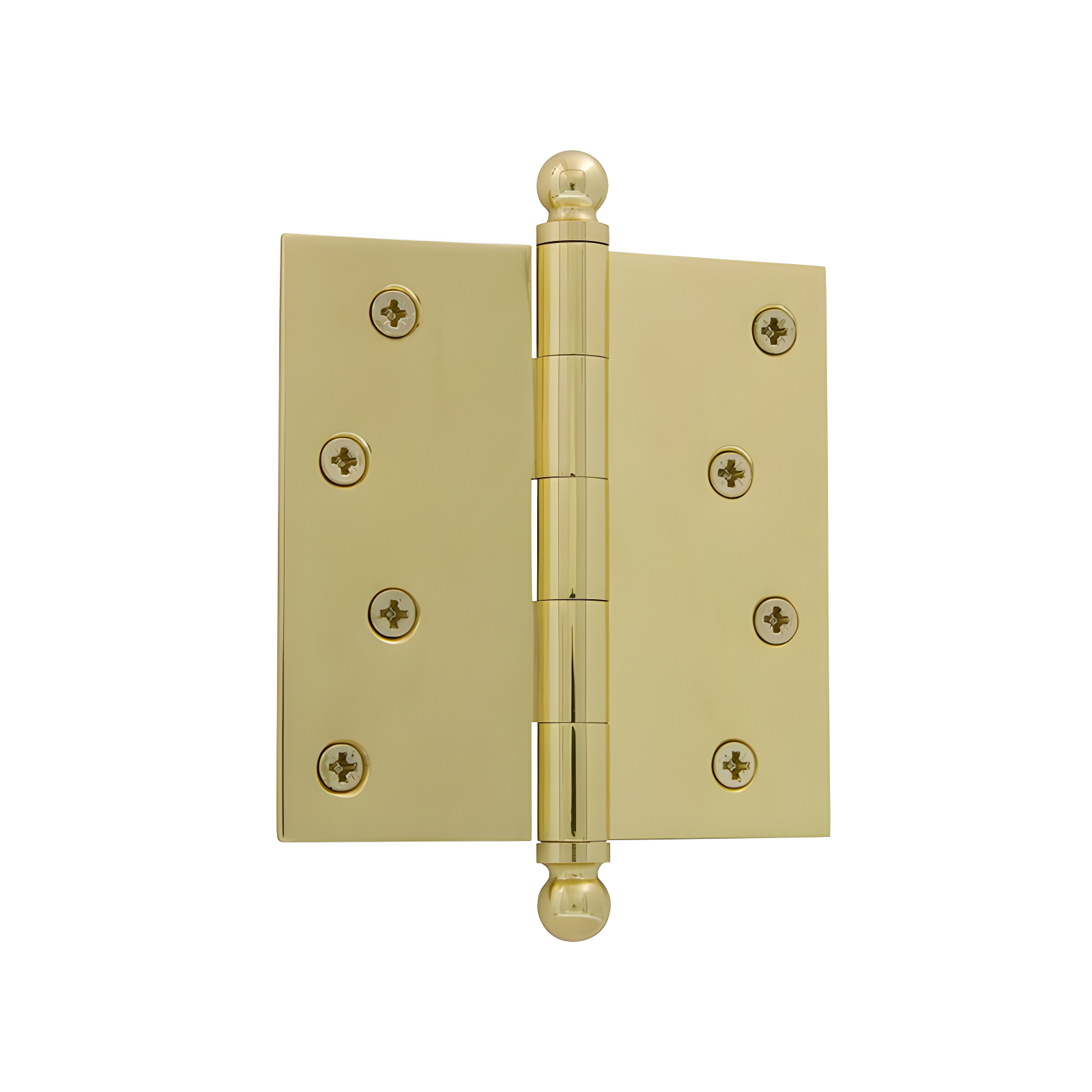 Polished Brass 4-Inch Ball Tip Square Corner Door Hinge