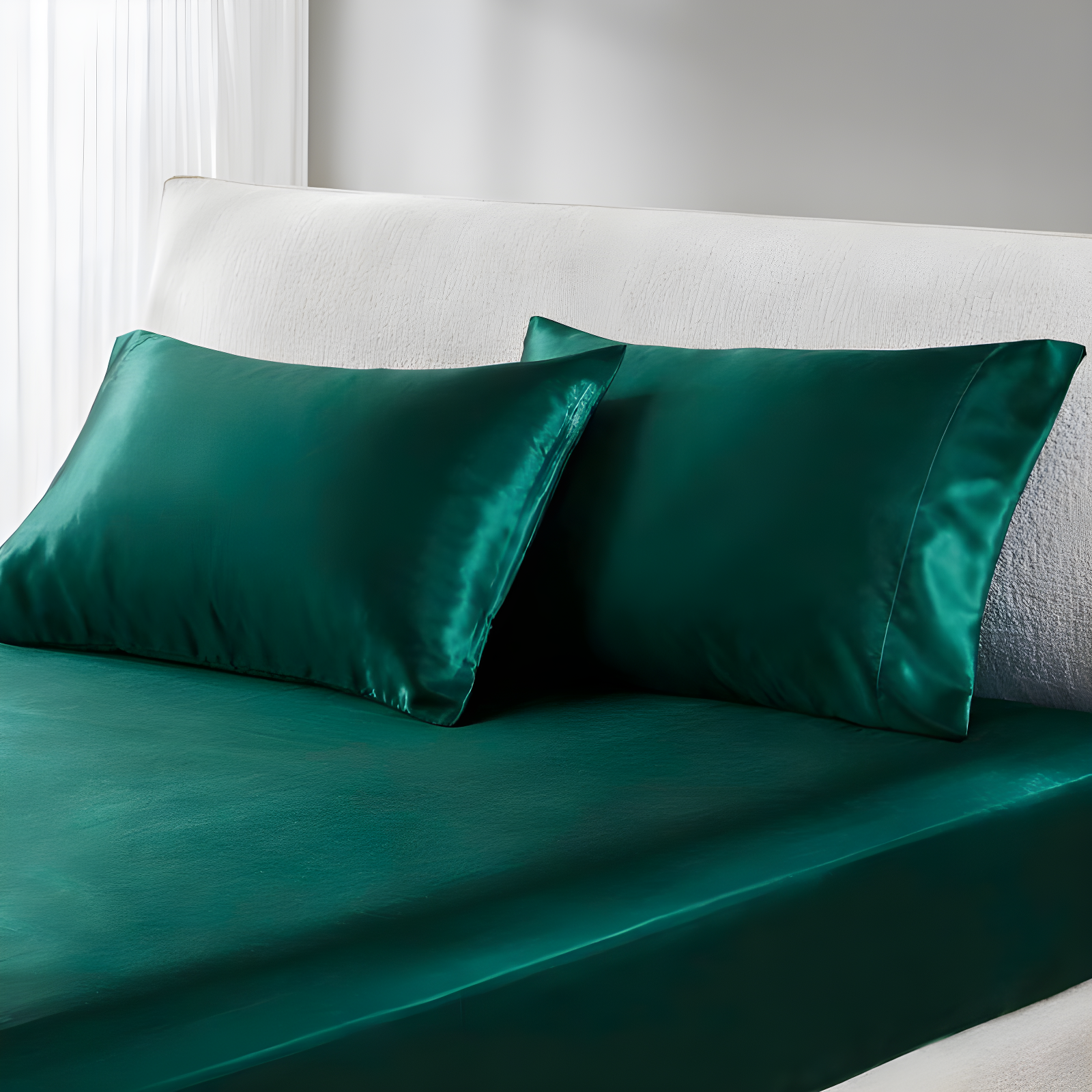 Emerald Green Satin King Pillowcase Set