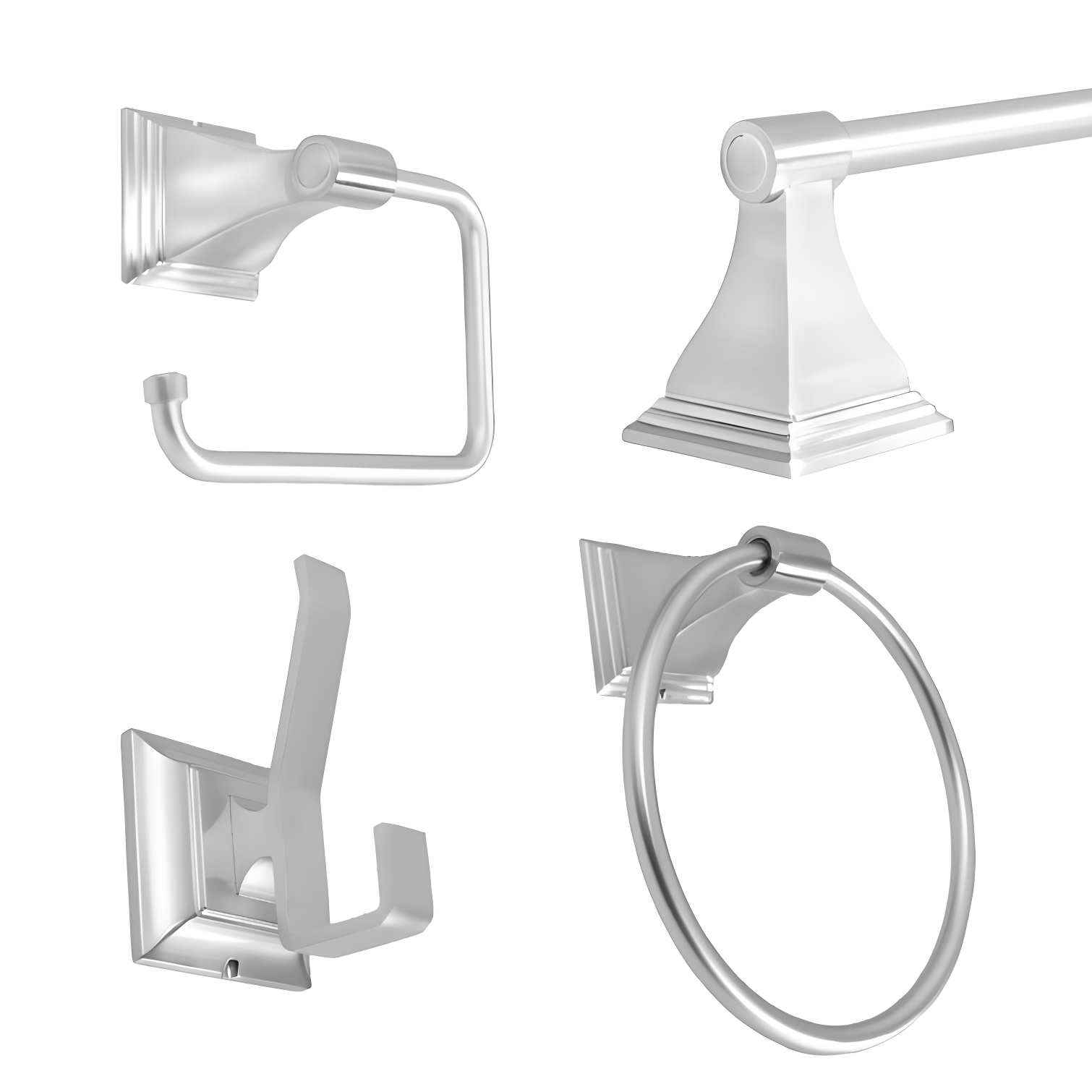 Leonard Satin Nickel 4-Piece Modern Bathroom Hardware Set