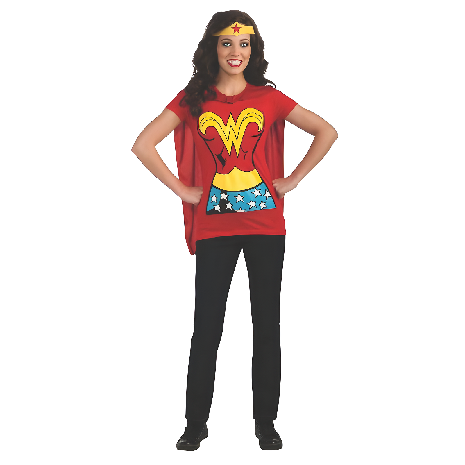 Women's XL Wonder Woman Costume Shirt with Cape