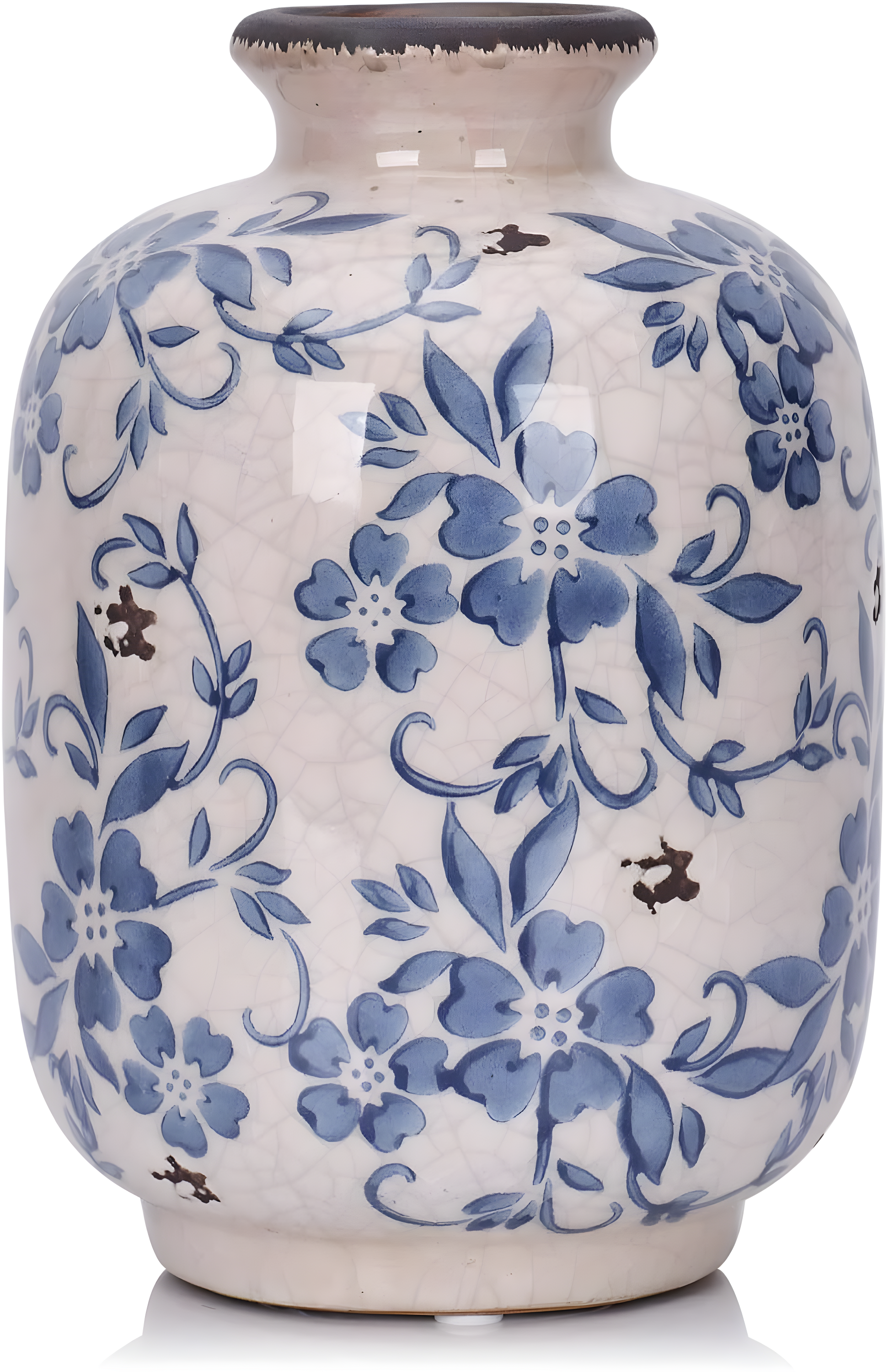 Blue and White Floral Ceramic Table Vase