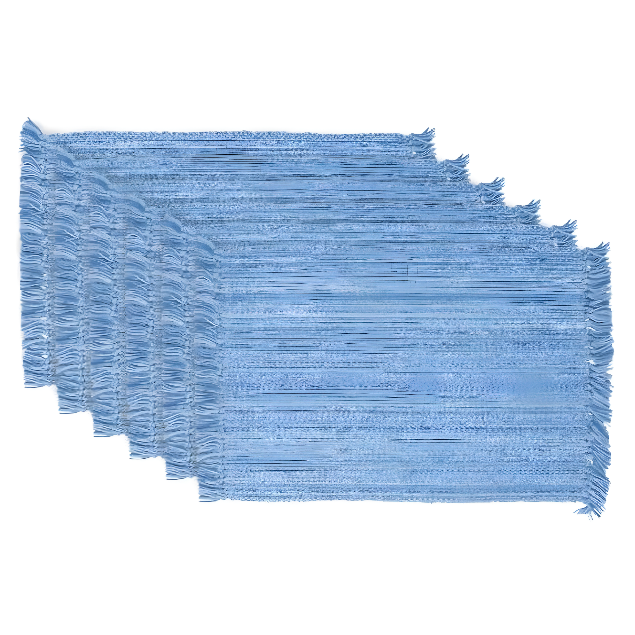 Light Blue Variegated Cotton Fringe Placemats Set of 6