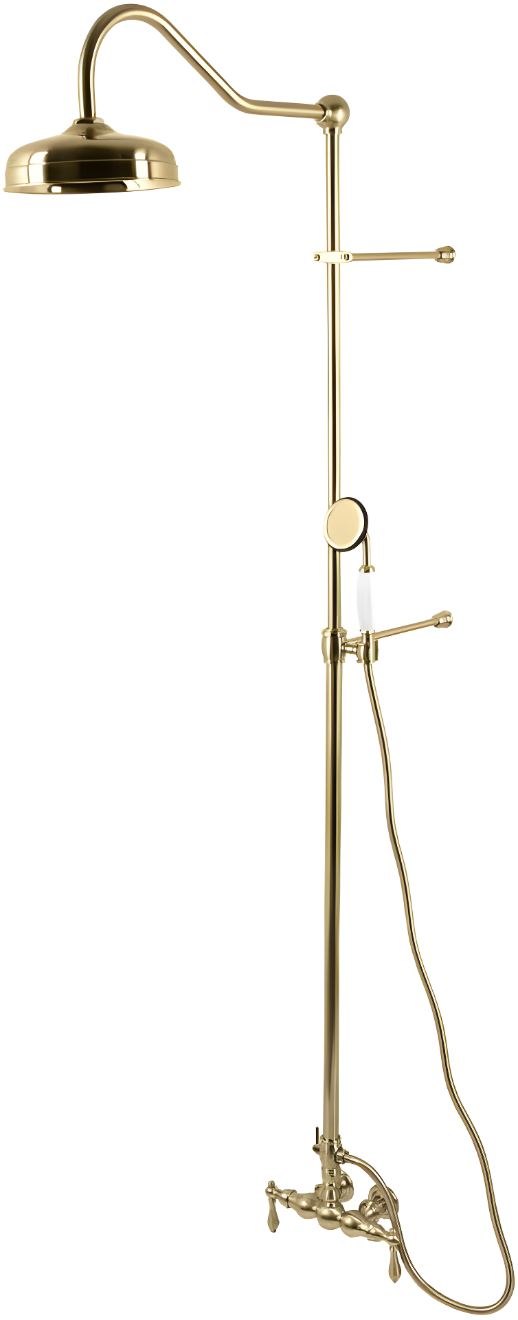 Brushed Brass Adjustable Height Multi-head Rain Shower System