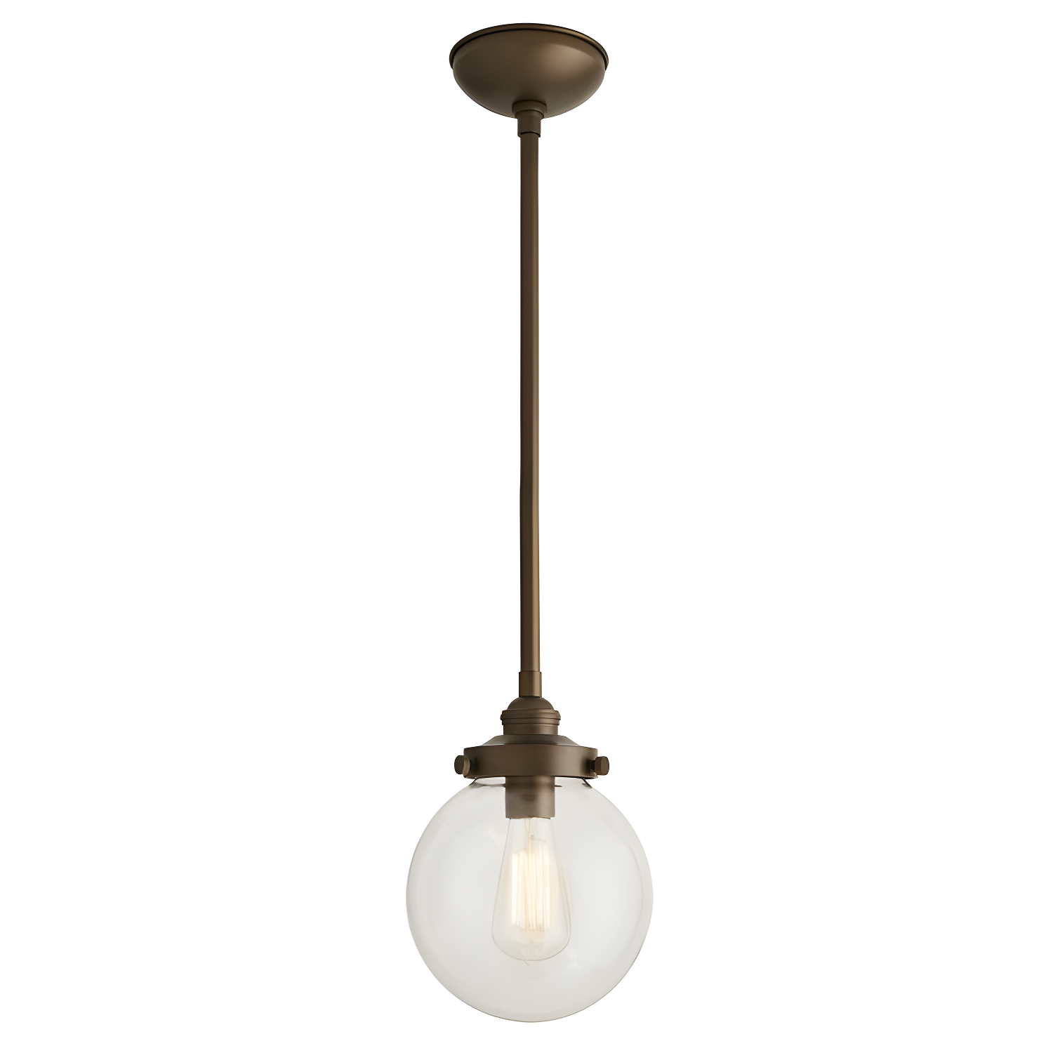 Classic Globe Aged Brass Outdoor Pendant with Clear Glass Shade