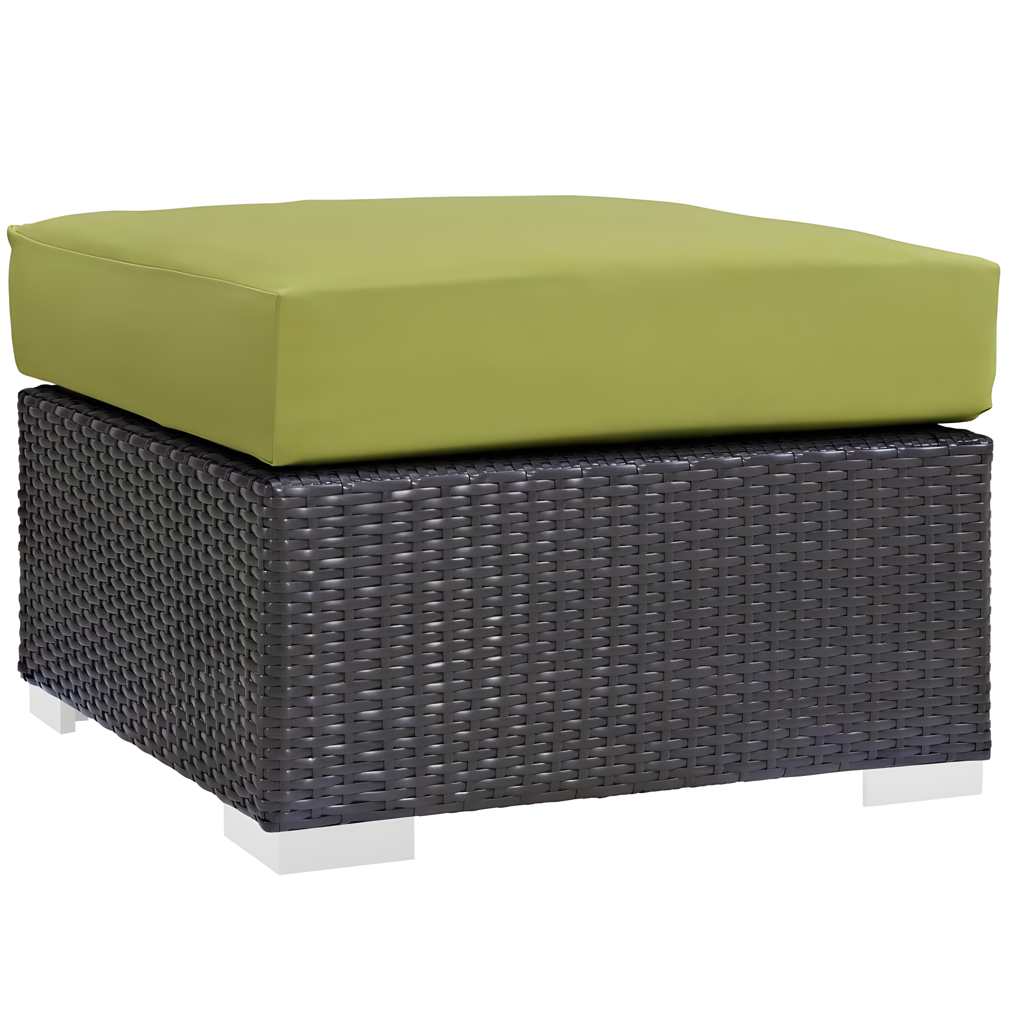 Convene Espresso Peridot Outdoor Patio Wicker Ottoman