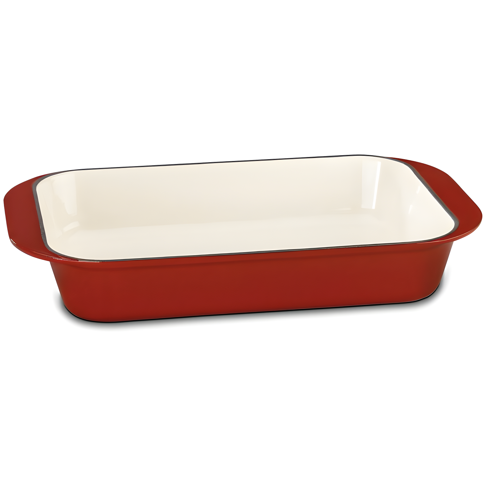 Classic Red Enameled Cast Iron 14-Inch Roasting Pan