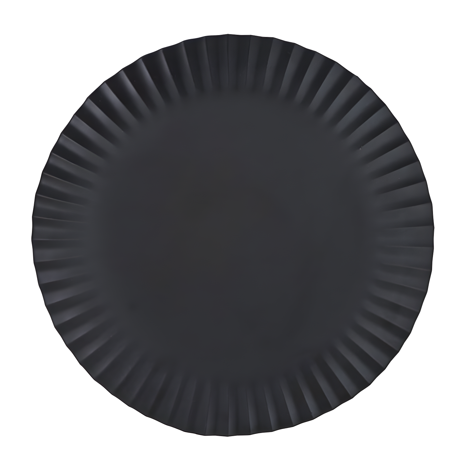 Matte Black Ribbed Metal Charger Plate, 13" Diameter