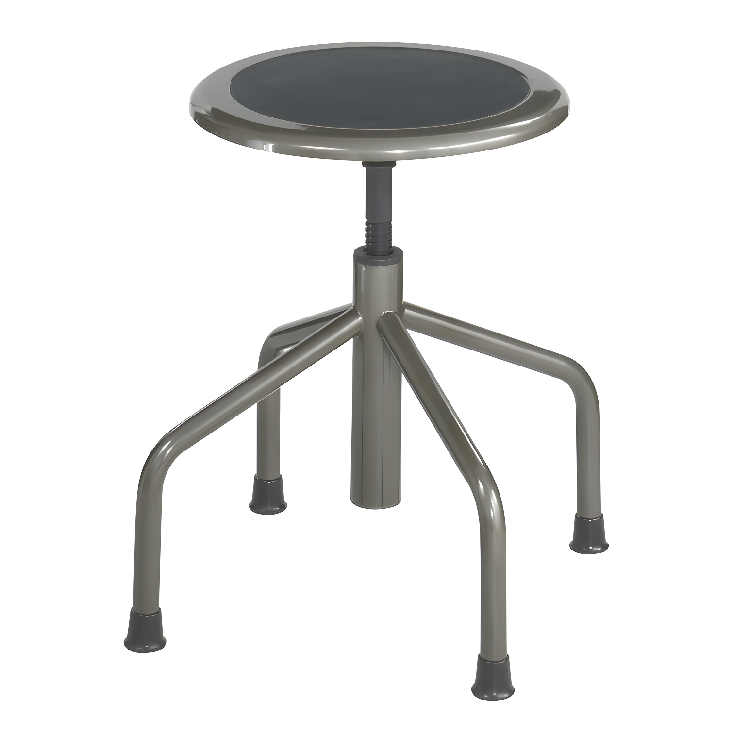 Pewter Steel Swivel Stool with Recycled Leather Seat, 16"-22" Adjustable Height