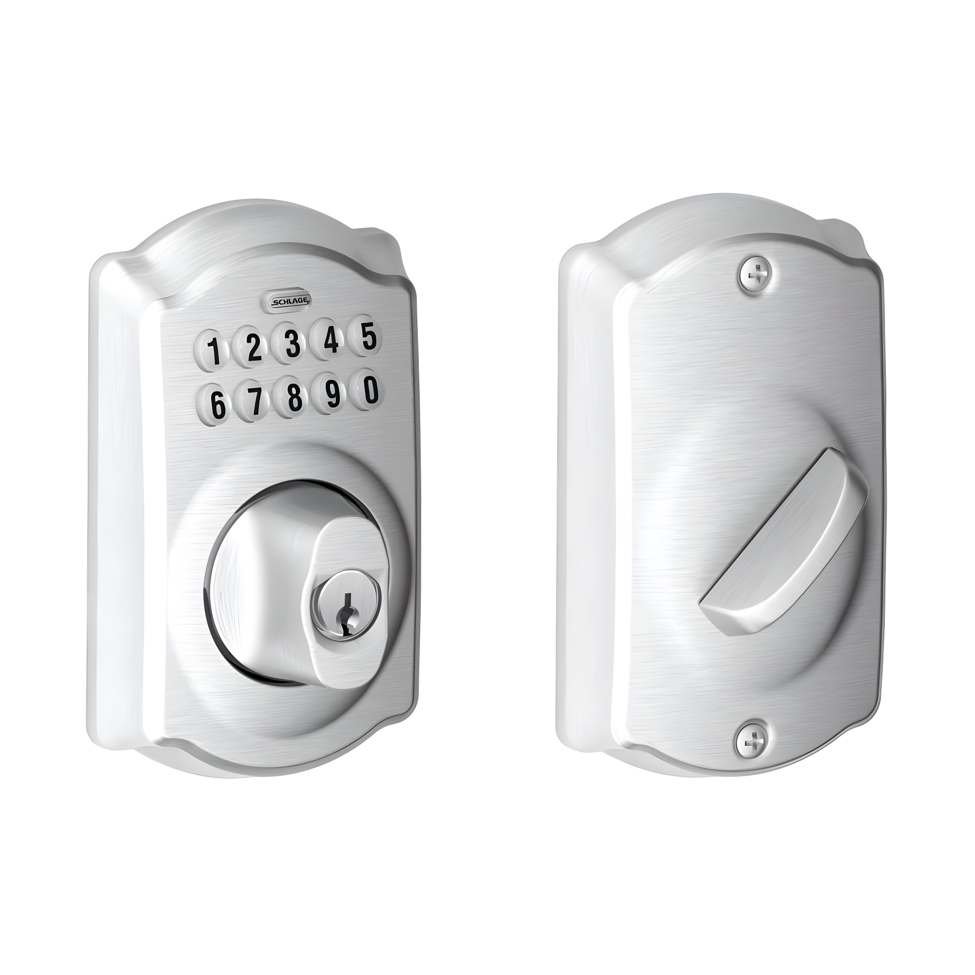 Satin Chrome Electronic Keypad Deadbolt with Arch Design