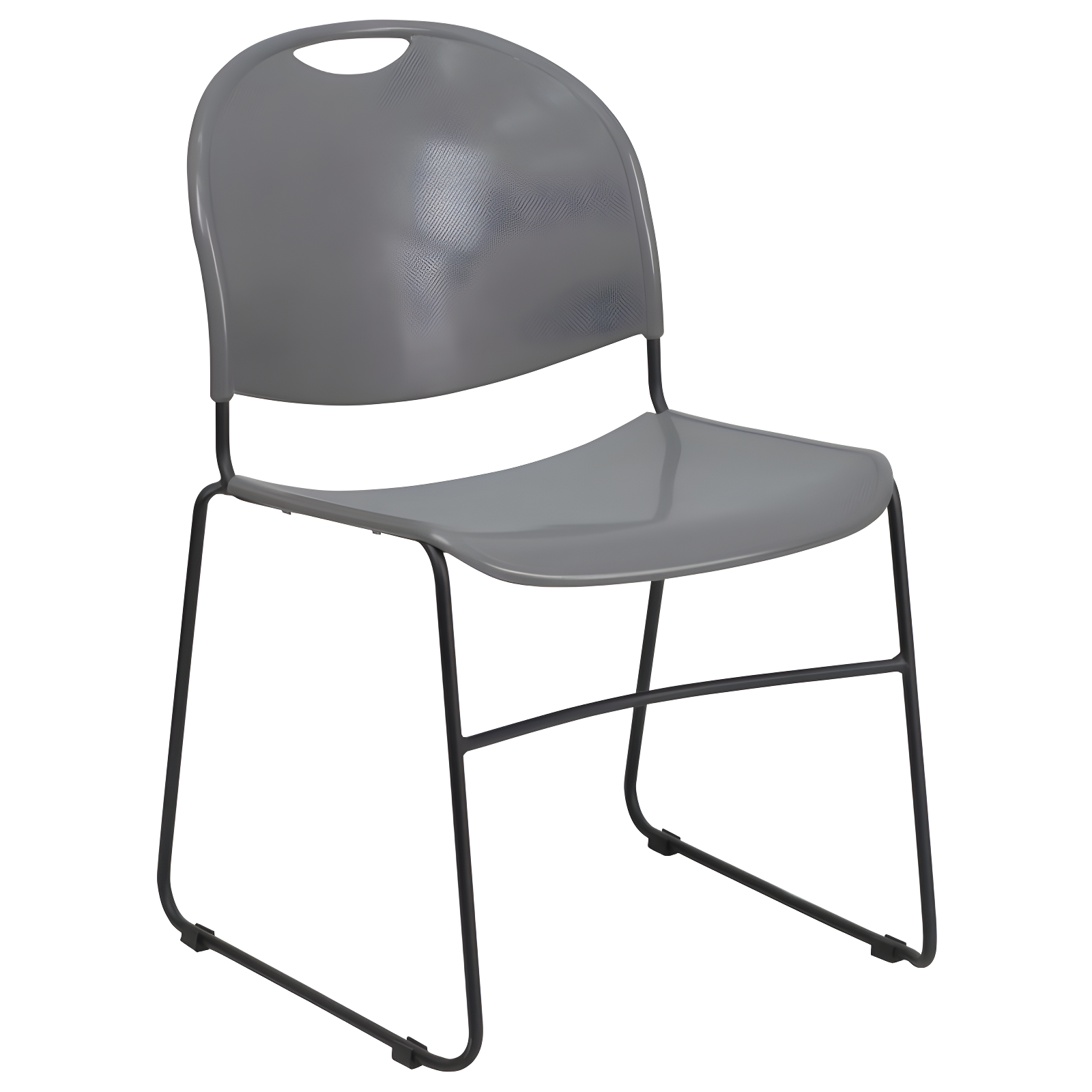 ErgoFlex Gray Plastic and Black Metal Stackable Side Chair