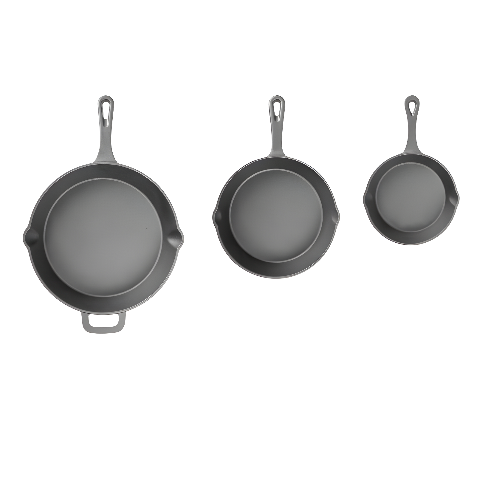 Pre-Seasoned Black Cast Iron Fry Pan Set, 6", 8", 10"