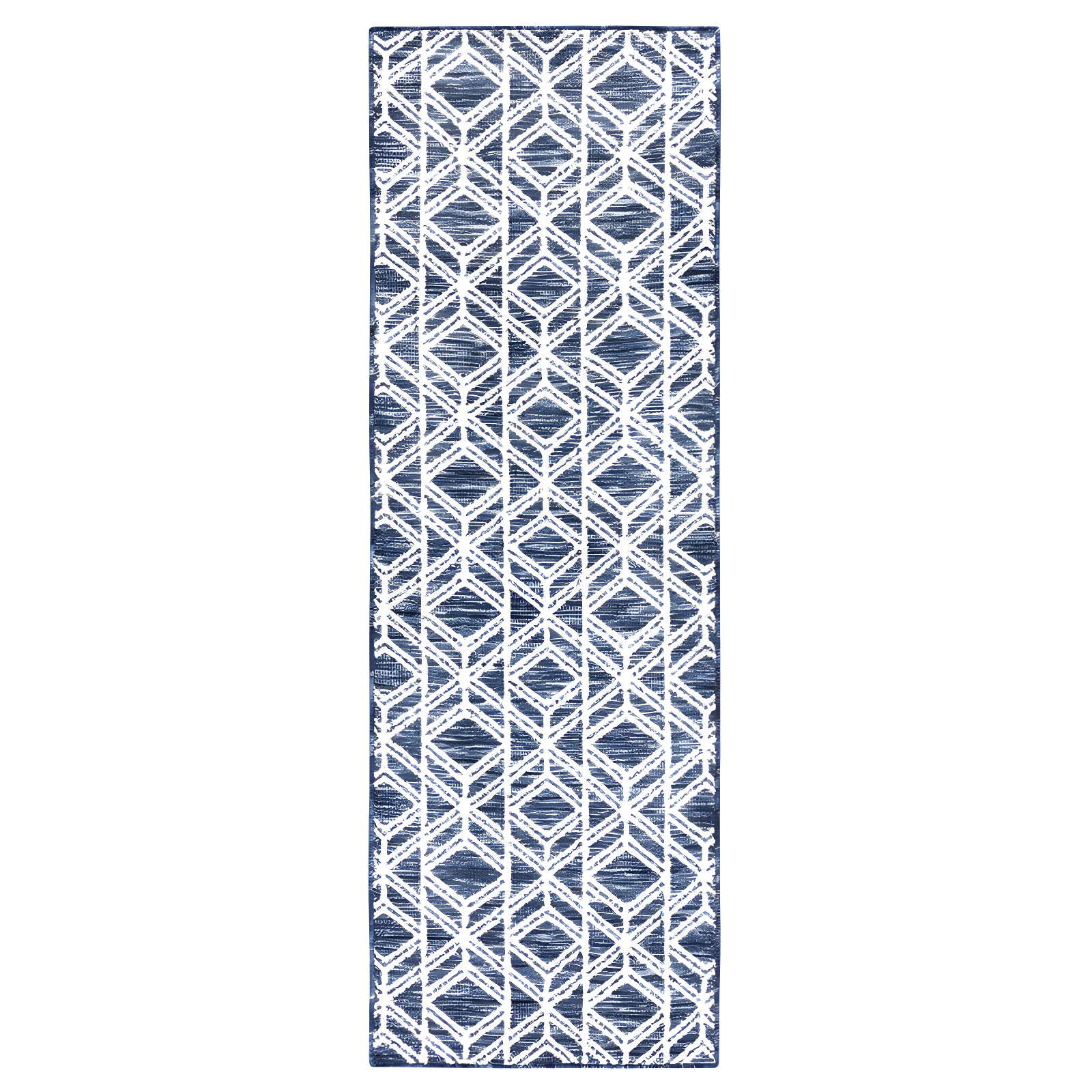 Navy Blue Tufted Synthetic Washable Kitchen Runner Mat