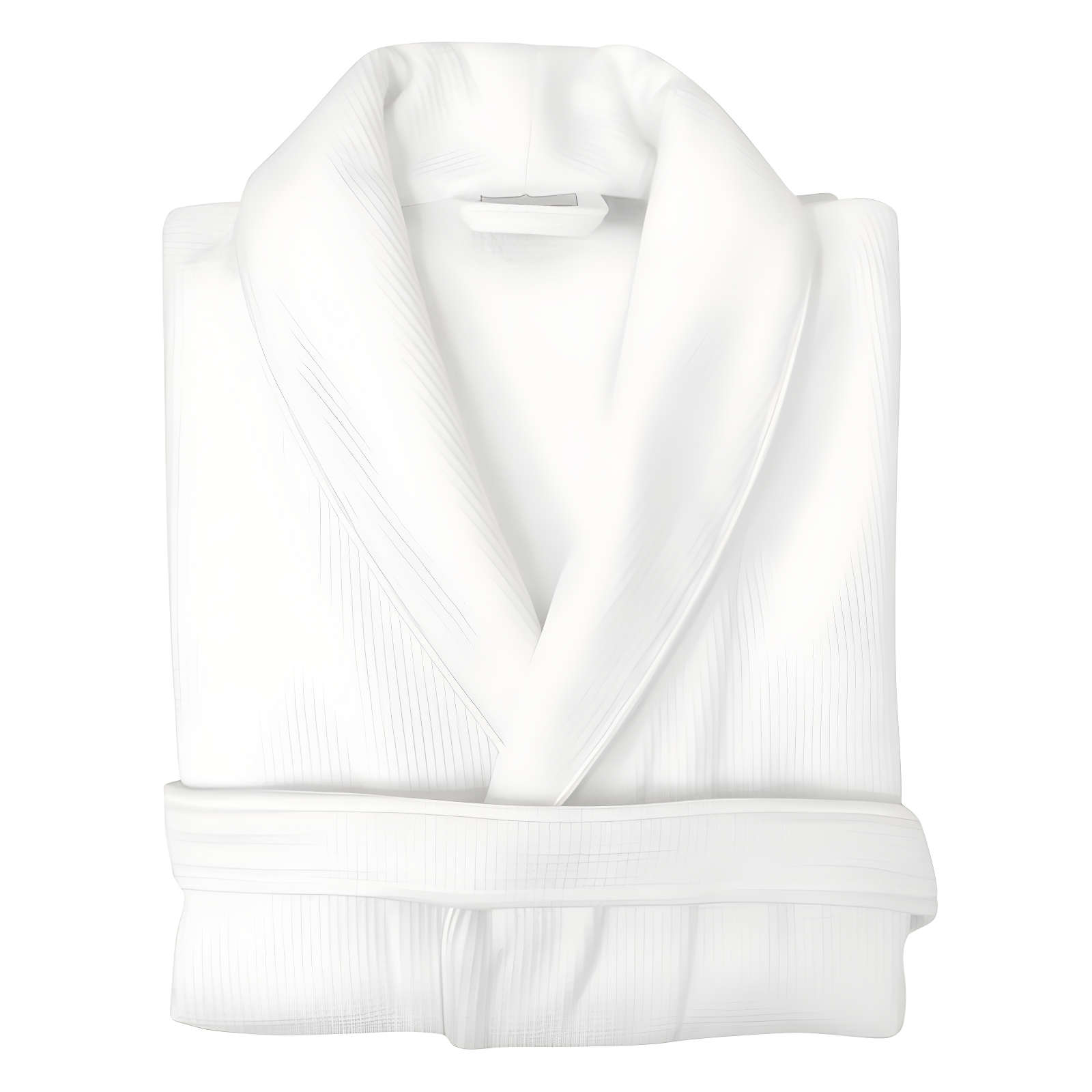 White Cotton Waffle Terry Bathrobe with Satin Trim