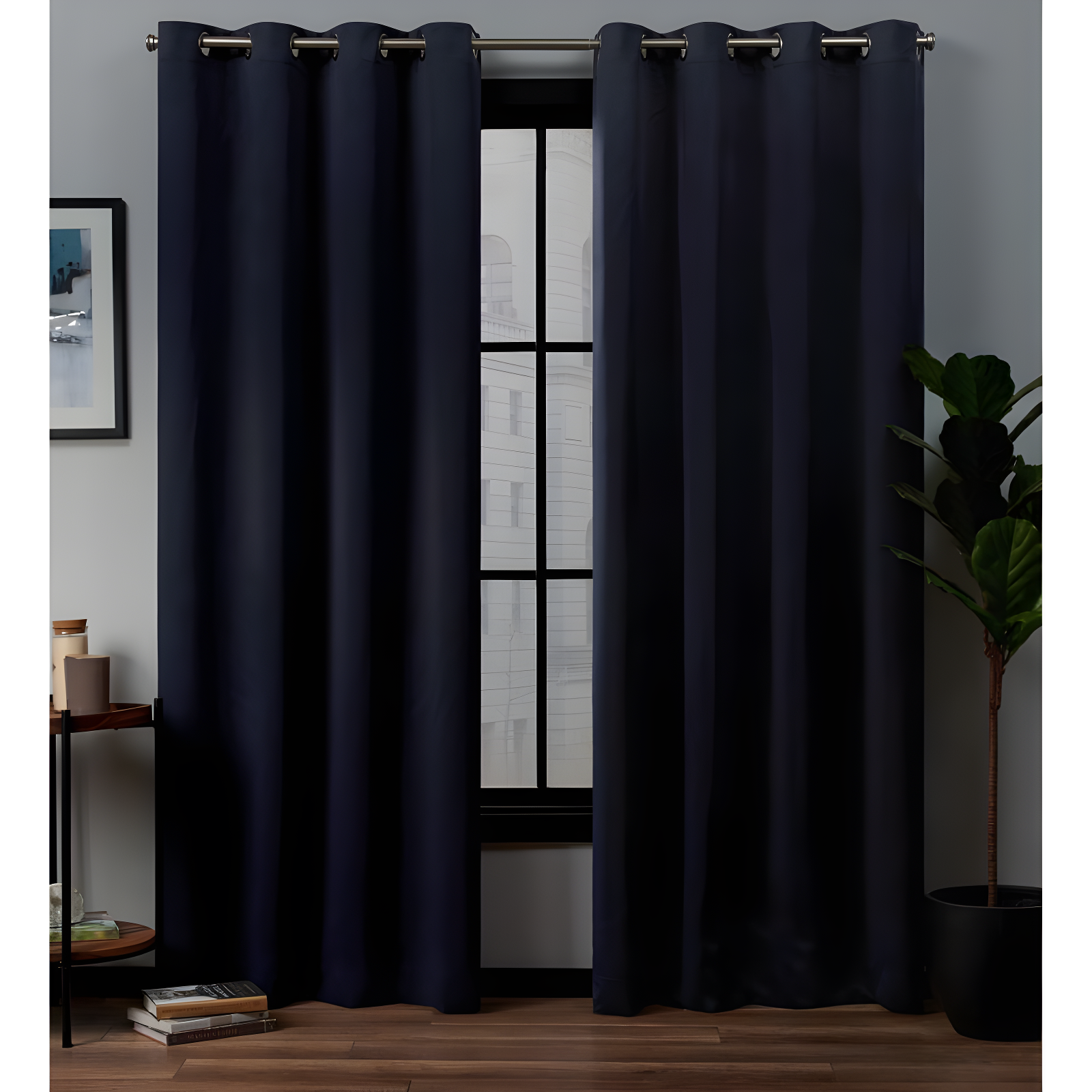 Navy Total Blackout Grommet Top Curtain Panels, 52" x 63" Set of 2