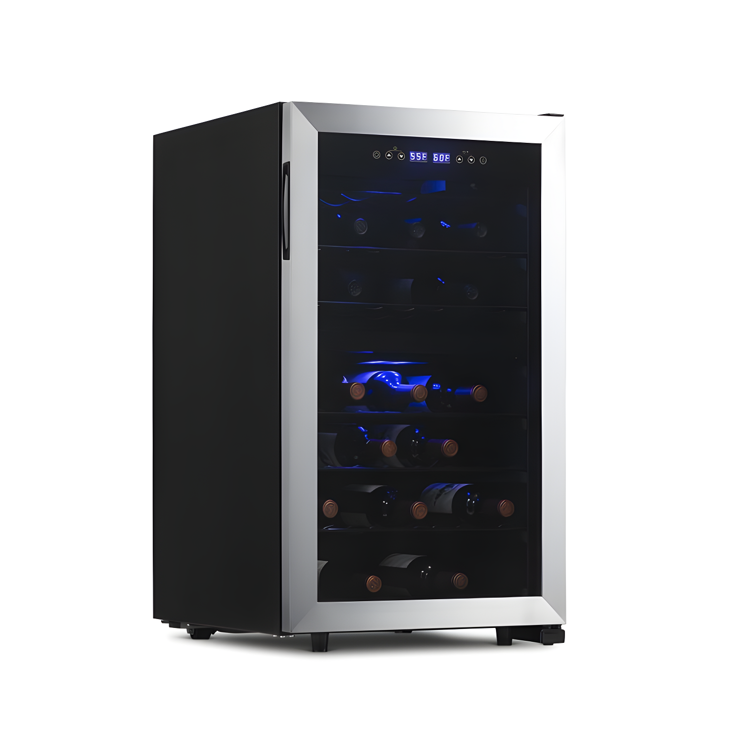 Newair 43 Bottle Stainless Steel Dual Zone Wine Fridge with LED Lighting