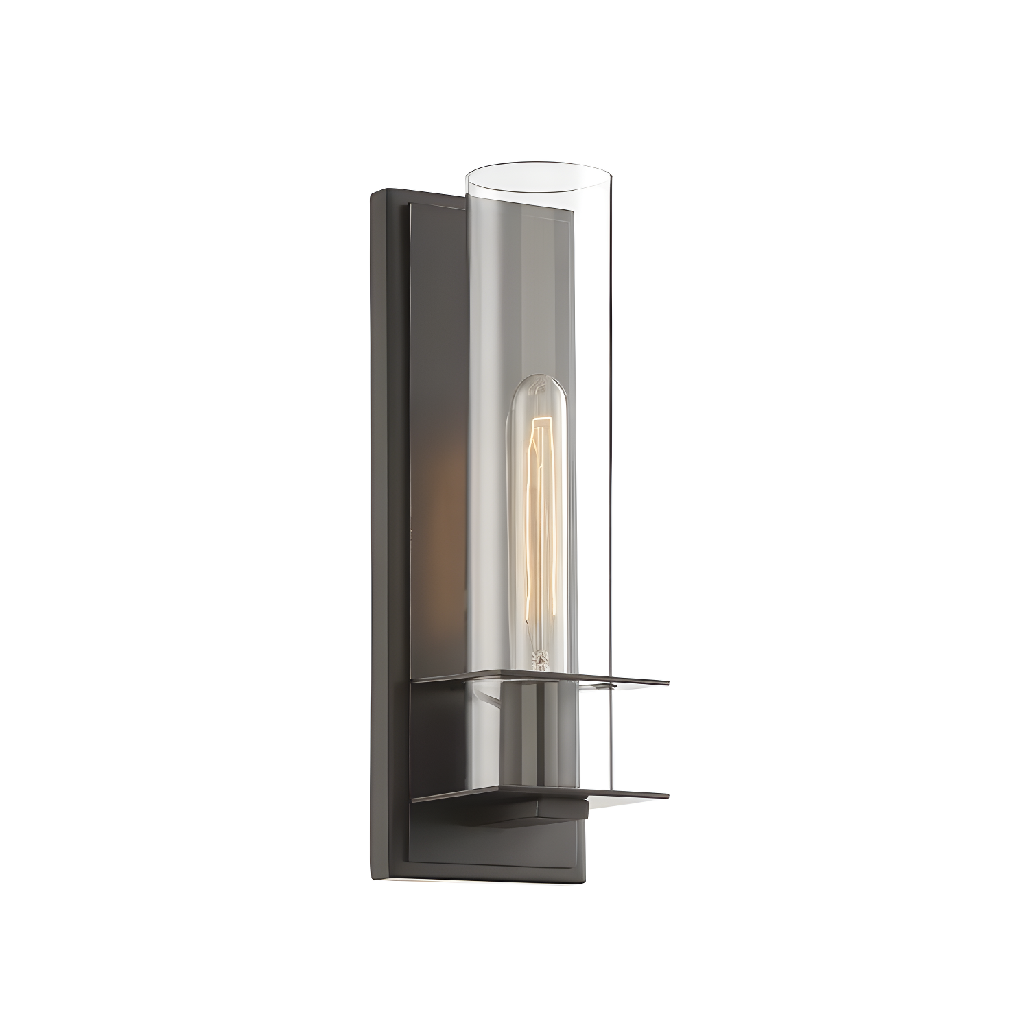 Classic Bronze Cylinder Dimmable Wall Sconce with Clear Glass