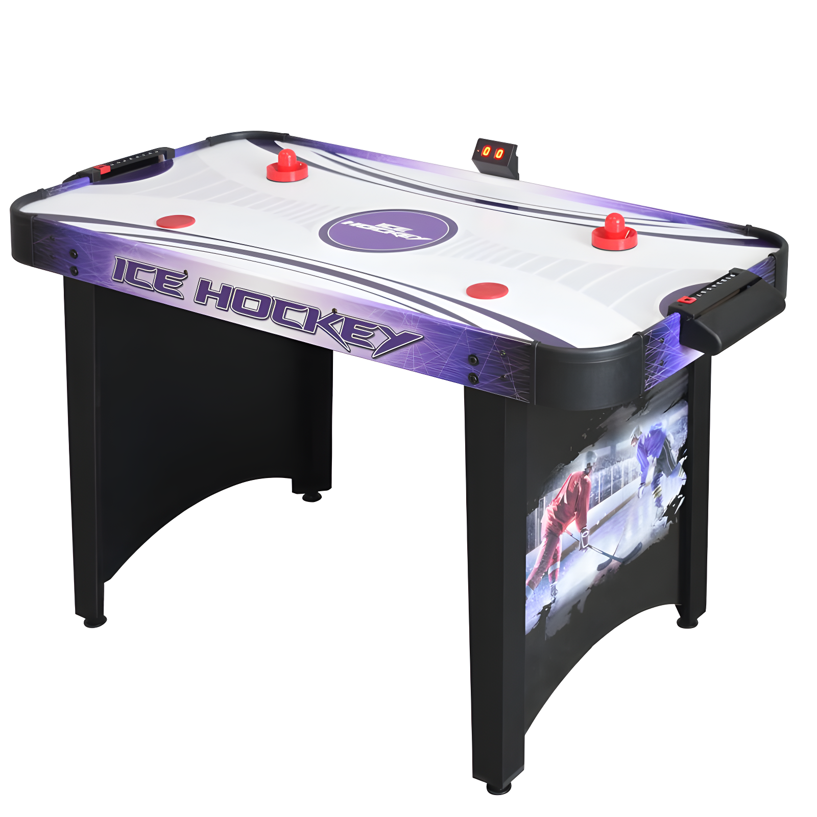 Hathaway 4-Ft Black and Purple Air Hockey Table with LED Scoring