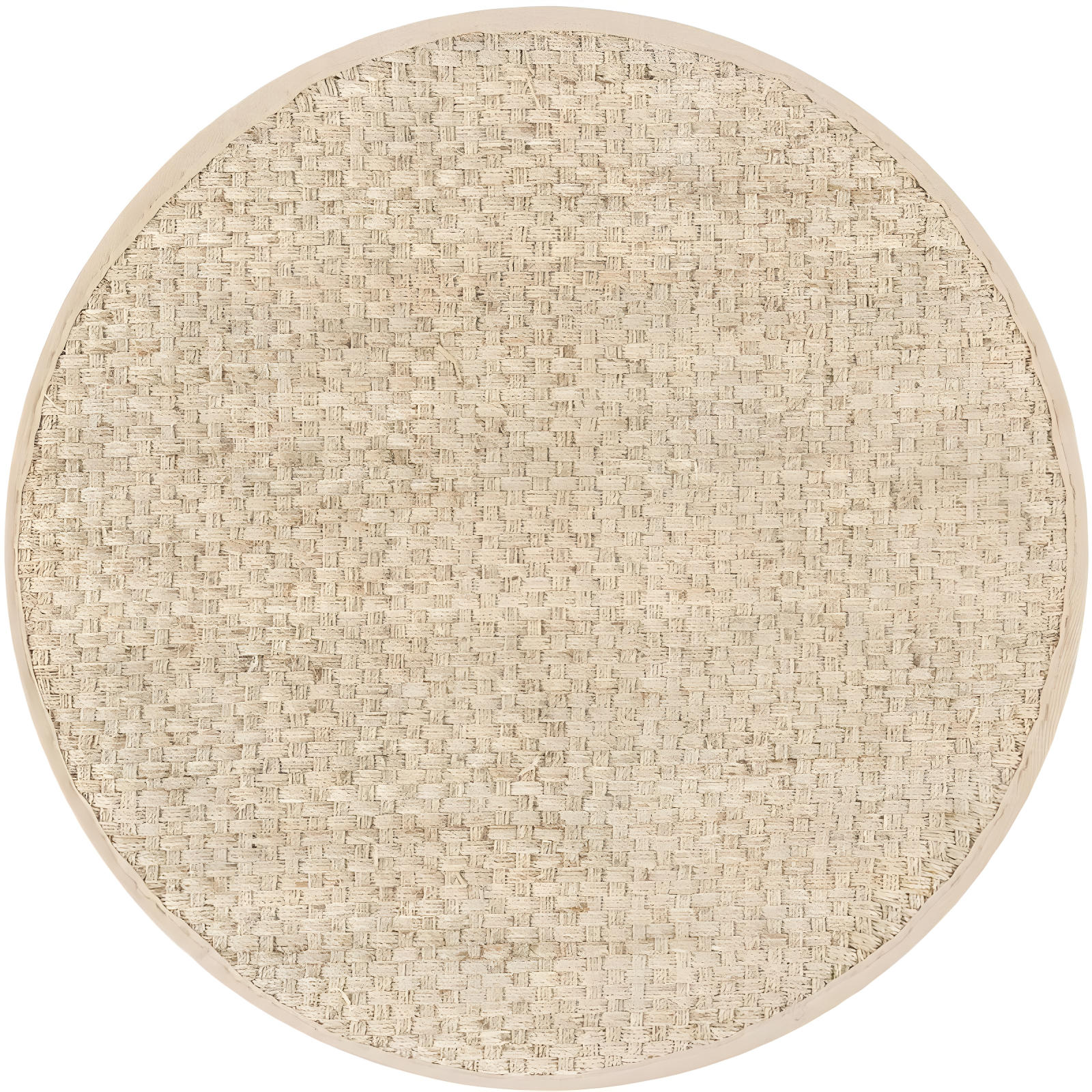 Natural Beige Cotton Round Reversible Area Rug, 3' x 3'