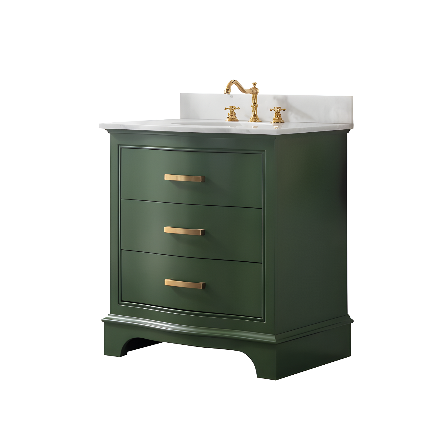 Evergreen Solid Wood Freestanding Vanity with Marble Top