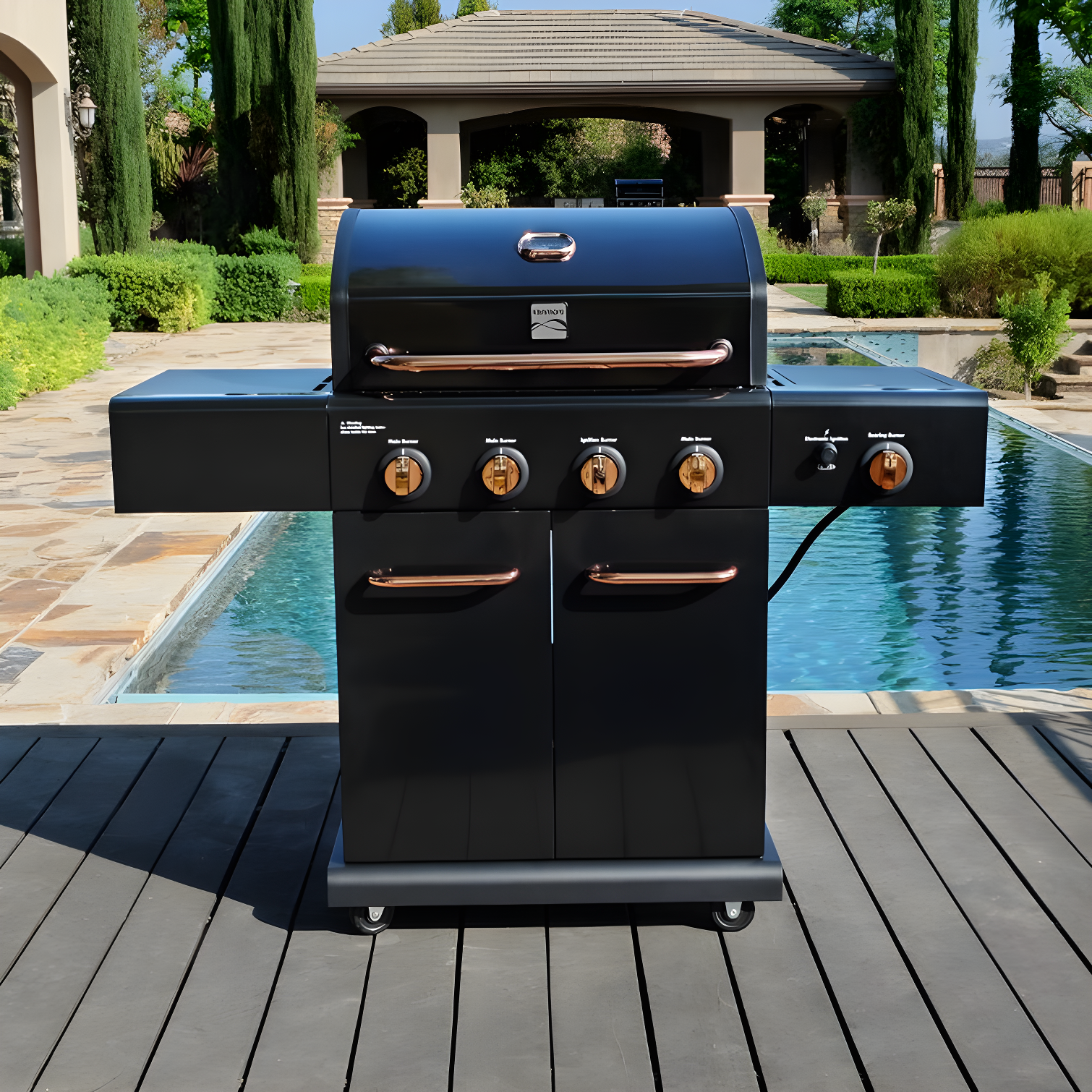 Kenmore Black and Copper 4-Burner Propane Gas Grill with Side Burner